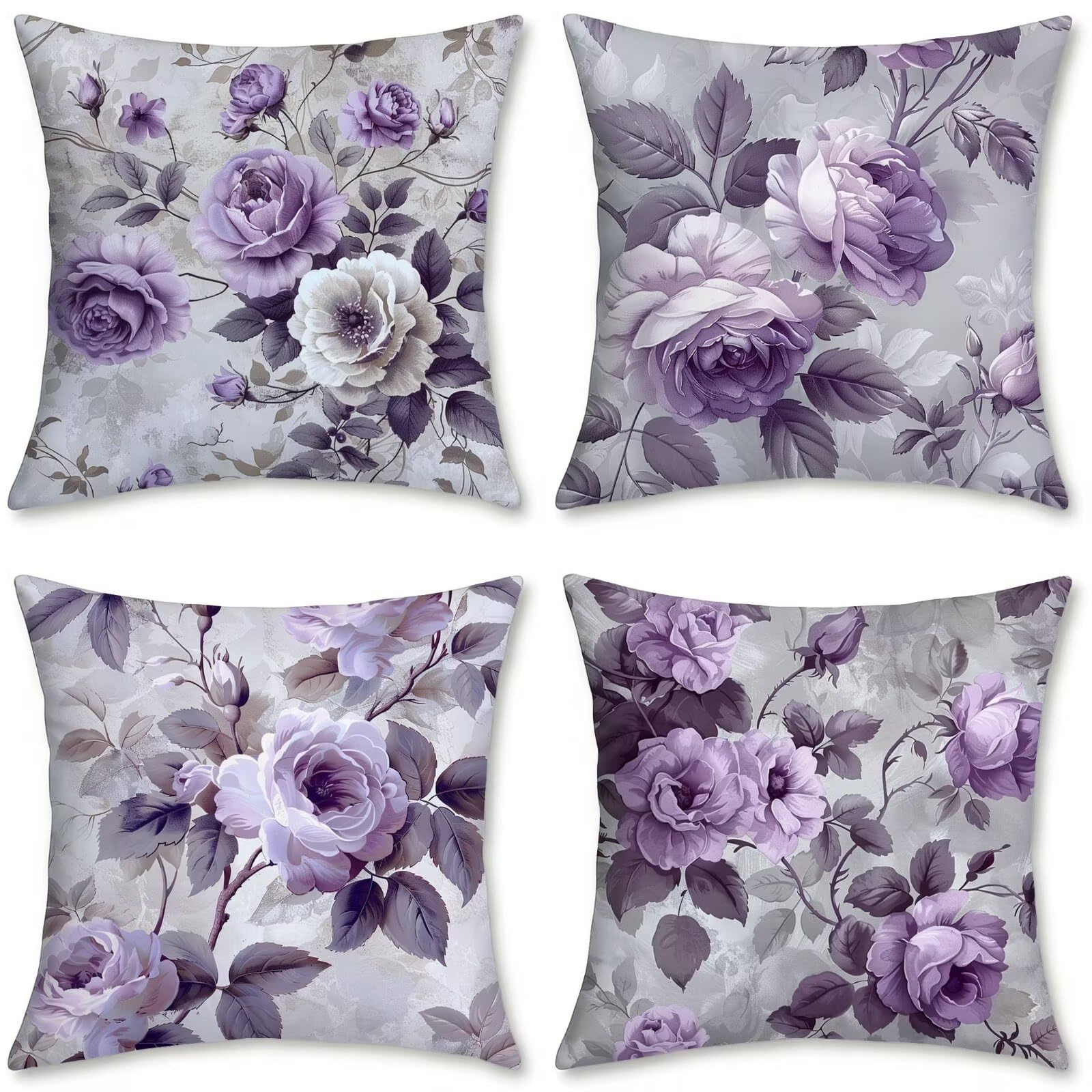 Cojines exterior impermeable lino fundas premium 70x70 violeta flores decoracion terraza