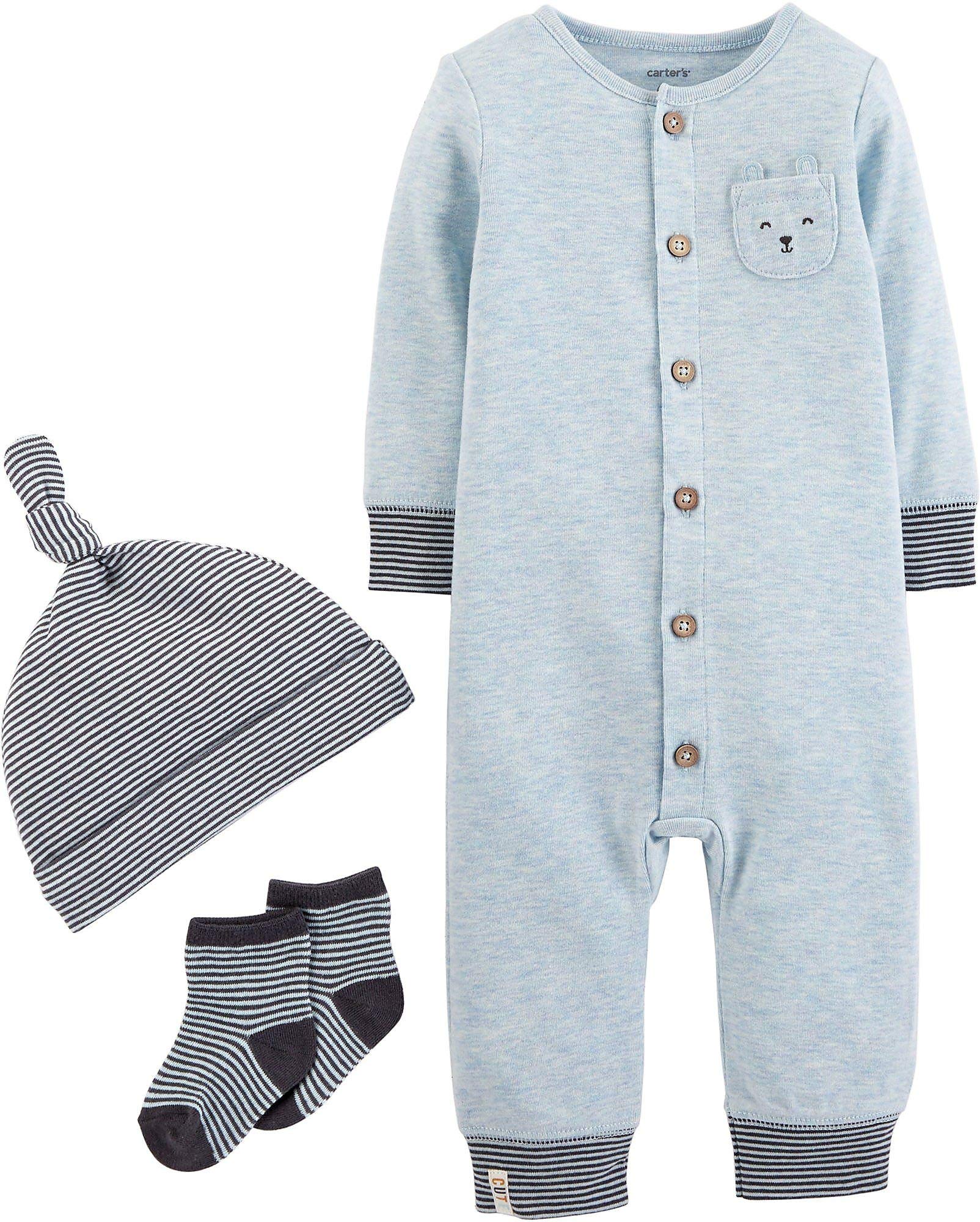 Carter's Baby Boys 3-pc. Cute Take Me Home Layette Set 6 Months Blue/Grey