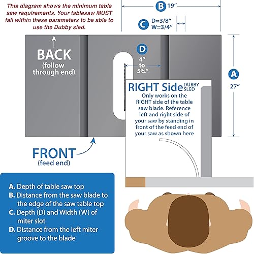 Miniatura 3 de El trineo original de corte Dubby para cortar ingletes precisos en una sierra de mesa lado derecho