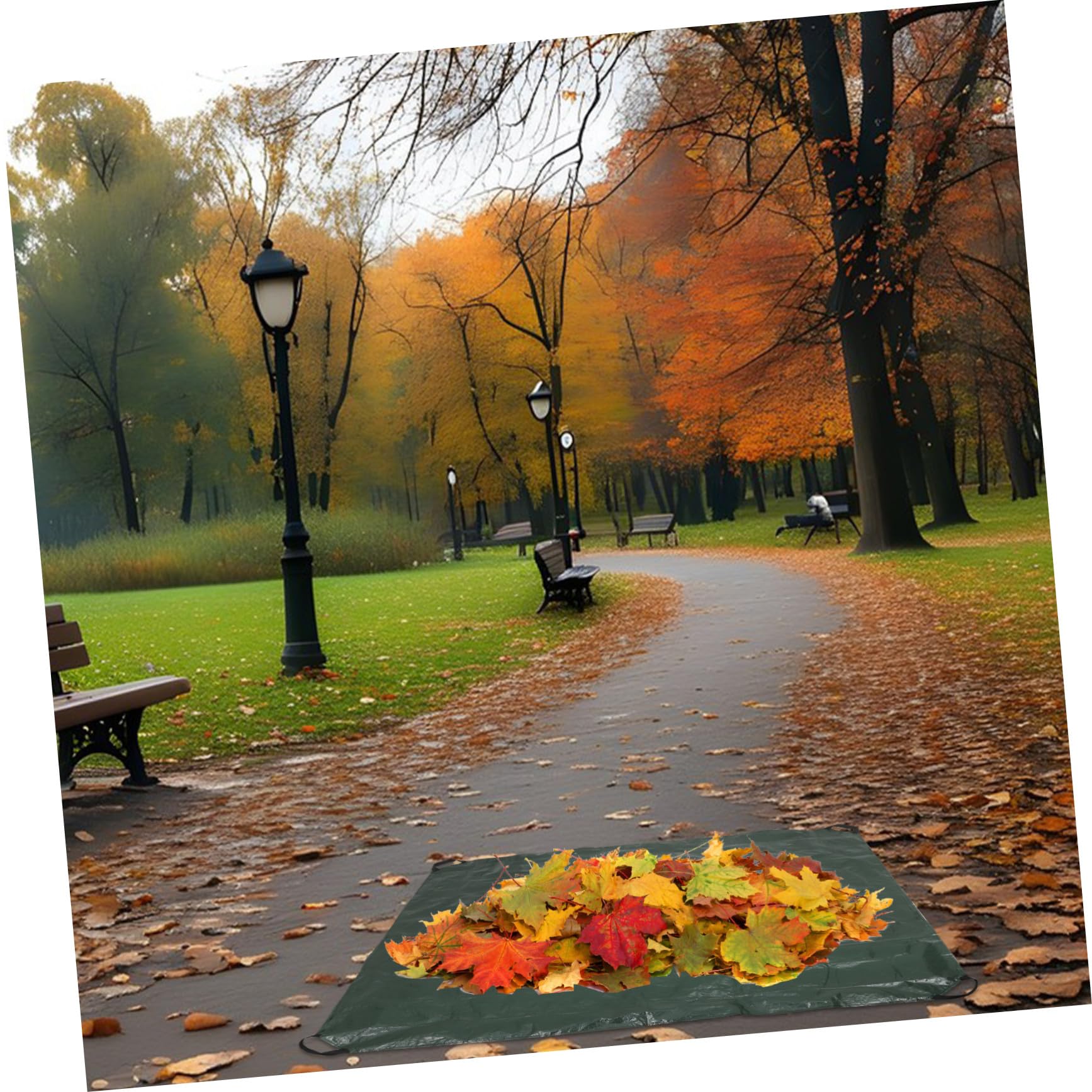Paquet de Ramassage des Feuilles Pliable Vert Pe Robuste pour Jardin