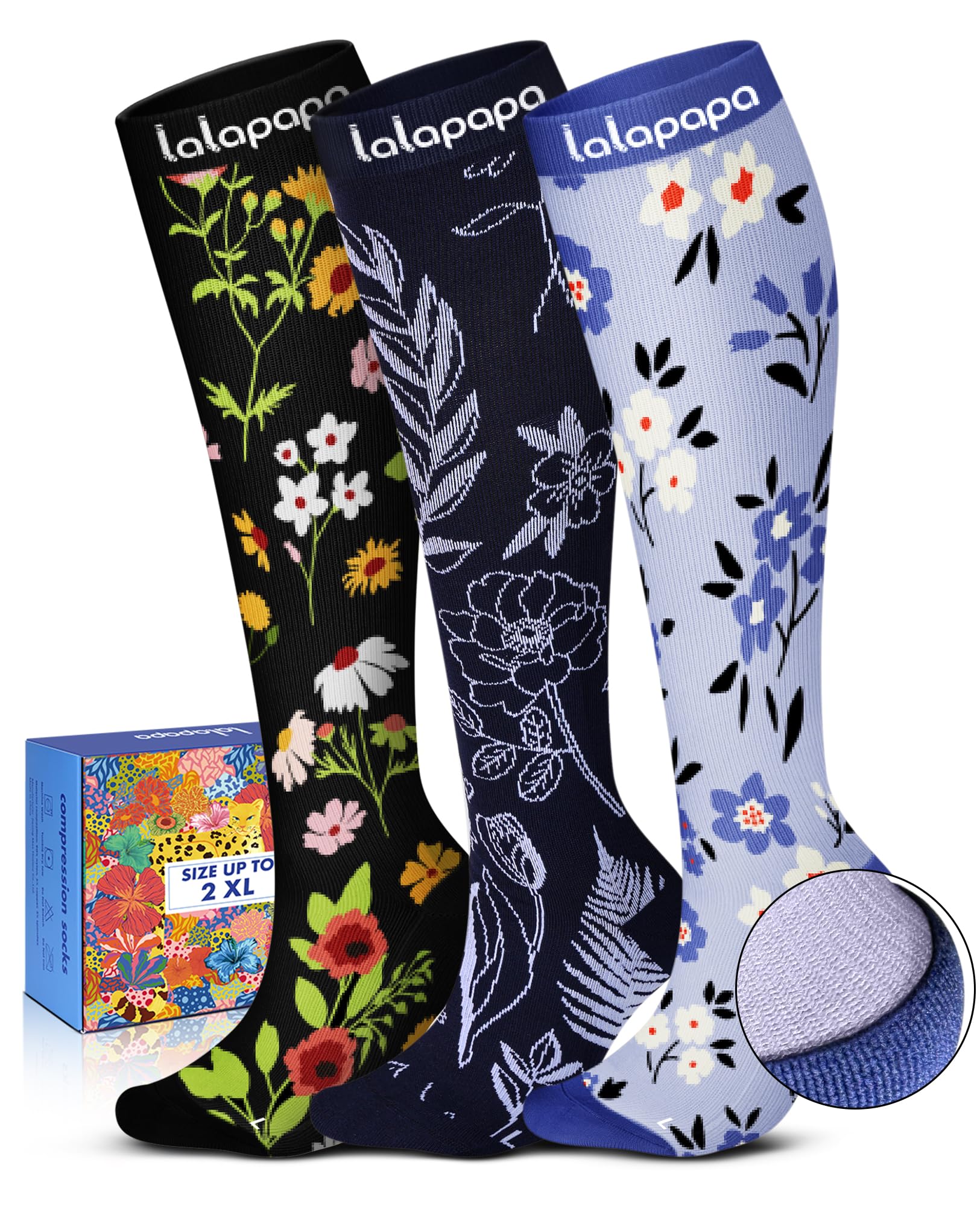 Cute Compression Socks for Women - 3 Pairs 20-30 mmHg Graduated Support Lightweight for Daily Wear Travel Nurse