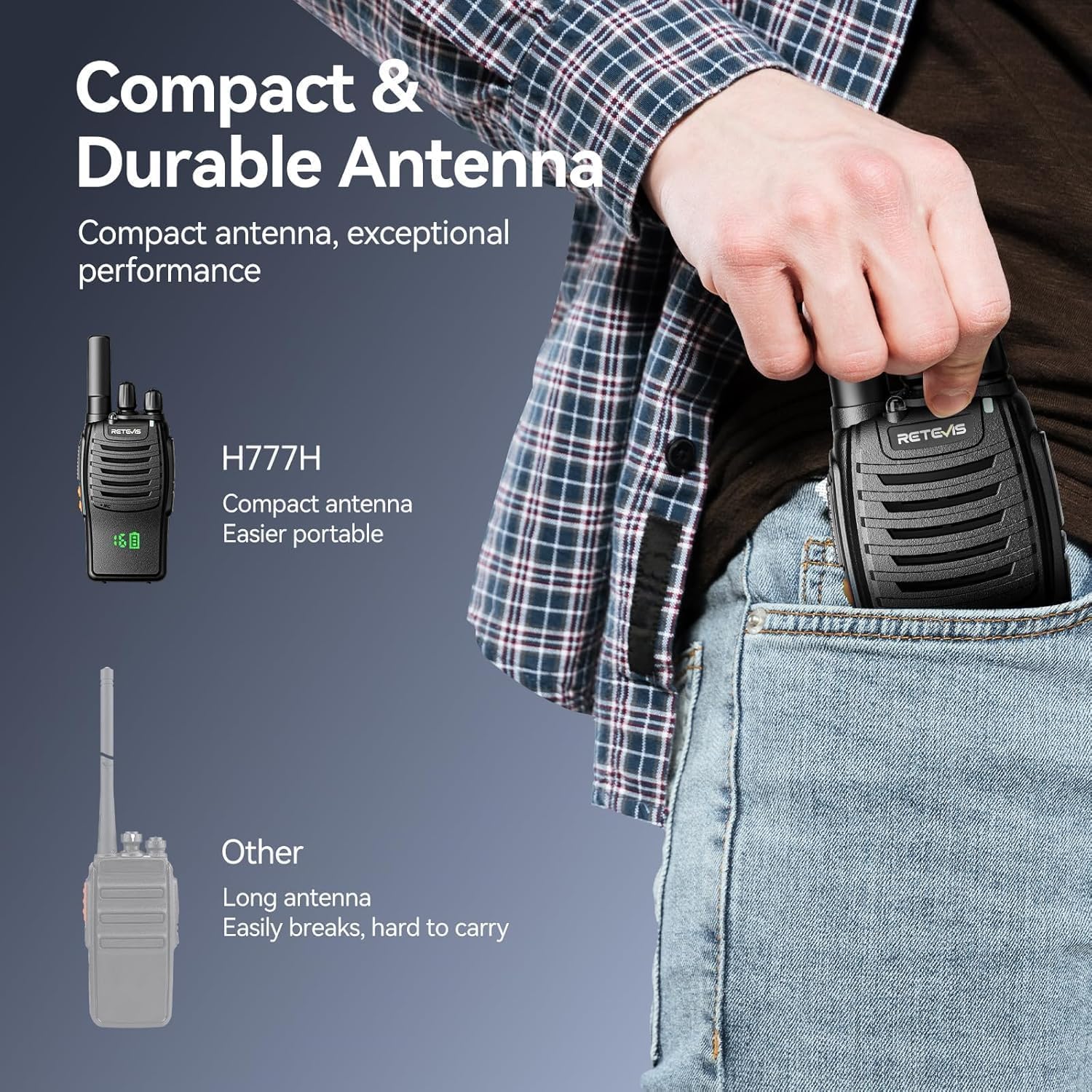 Retevis H777H Walkie Talkies, Radiotelefon Dwukierunkowy z Ekranem, PMR446 Profesjonalne Radio Dwukierunkowe ze Słuchawką do Zastosowań Komercyjnych, Vezpieczeństwa (Czarne, 10 szt.)