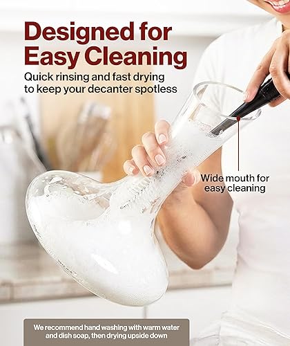 Miniatura 6 de Le Chateau Large Elegant Crystal Wine Decanter with Aerator – 750ml Glass Decanter – Hand-Blown Lead-Free Clear Glass Carafe with Aerator – Hand