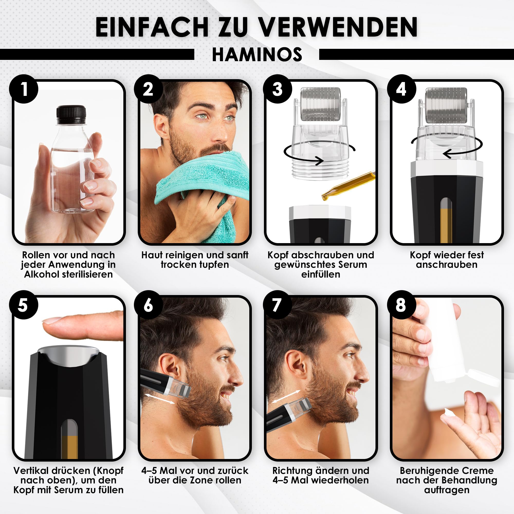 Derma roller 0,5 mm 3.0 mit Tank für Haare, Bart, Haut, Falten, Dehnungsstreifen, Hyperpigmentierung SOFORTIGE SERUMANWENDUNG, 520 Titannadeln