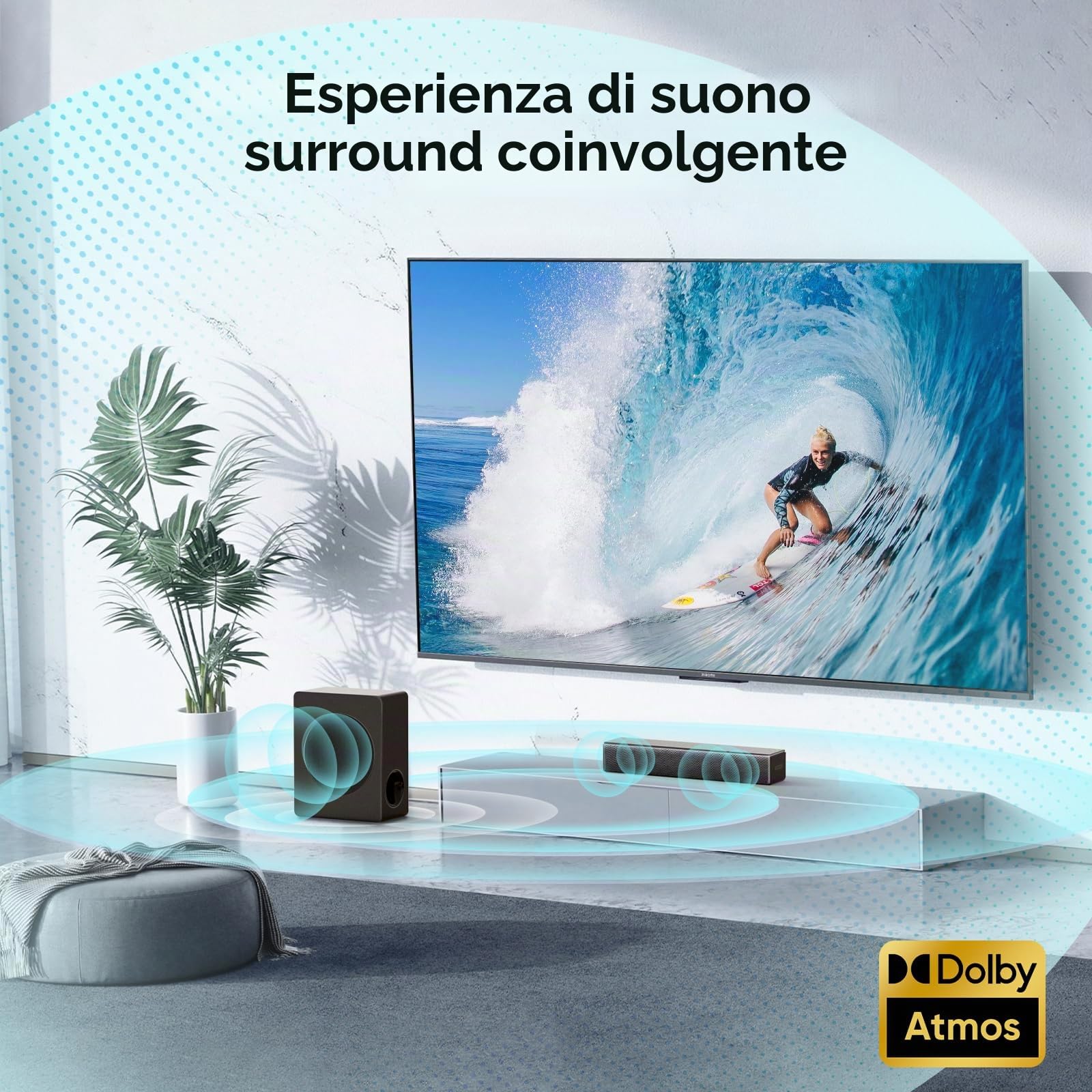 GEOYEAO Soundbar da 2,1 canali con sistema Home Theater Dolby Atmos