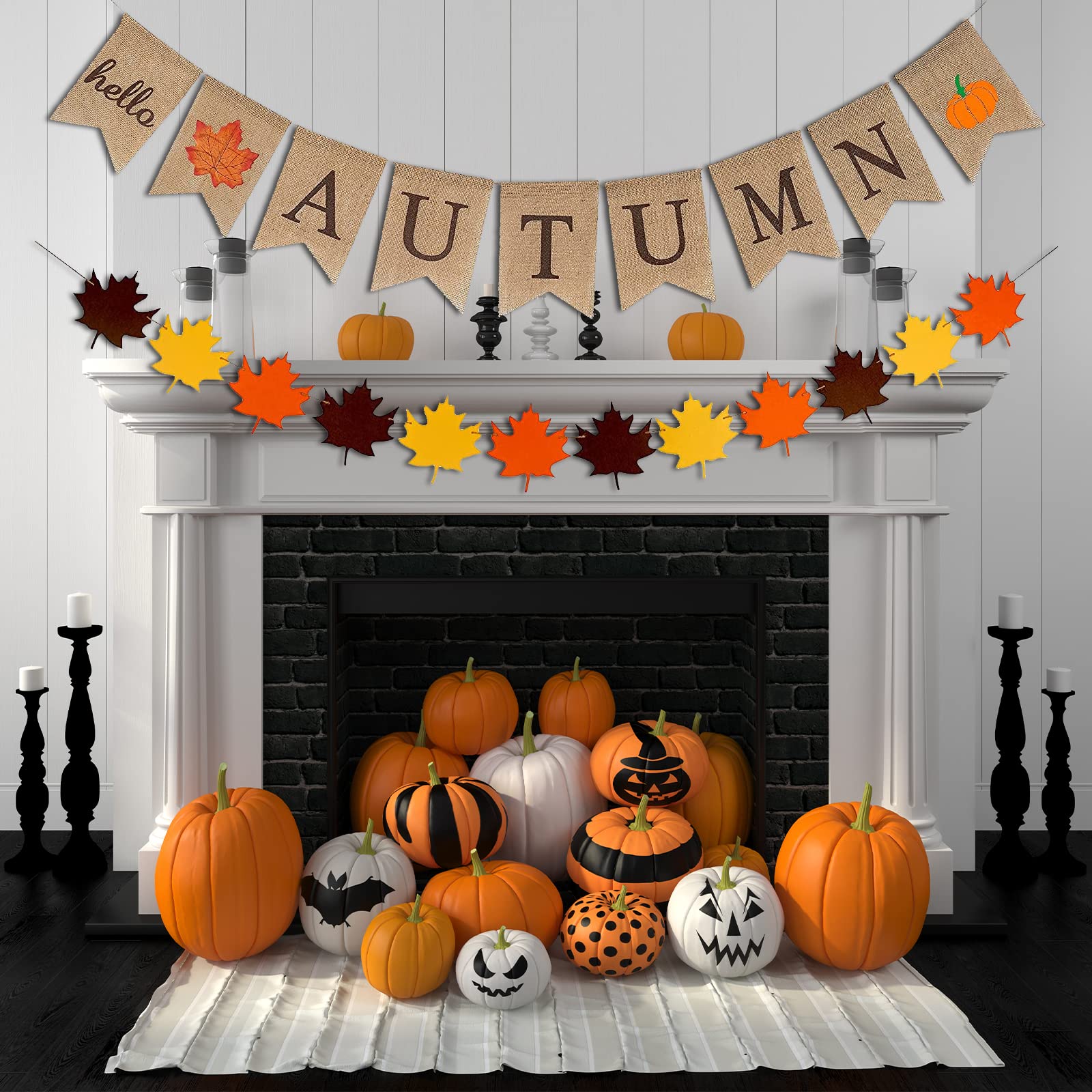 Bannière De Fête De Feuilles D'automne - Décorations De Thanksgiving