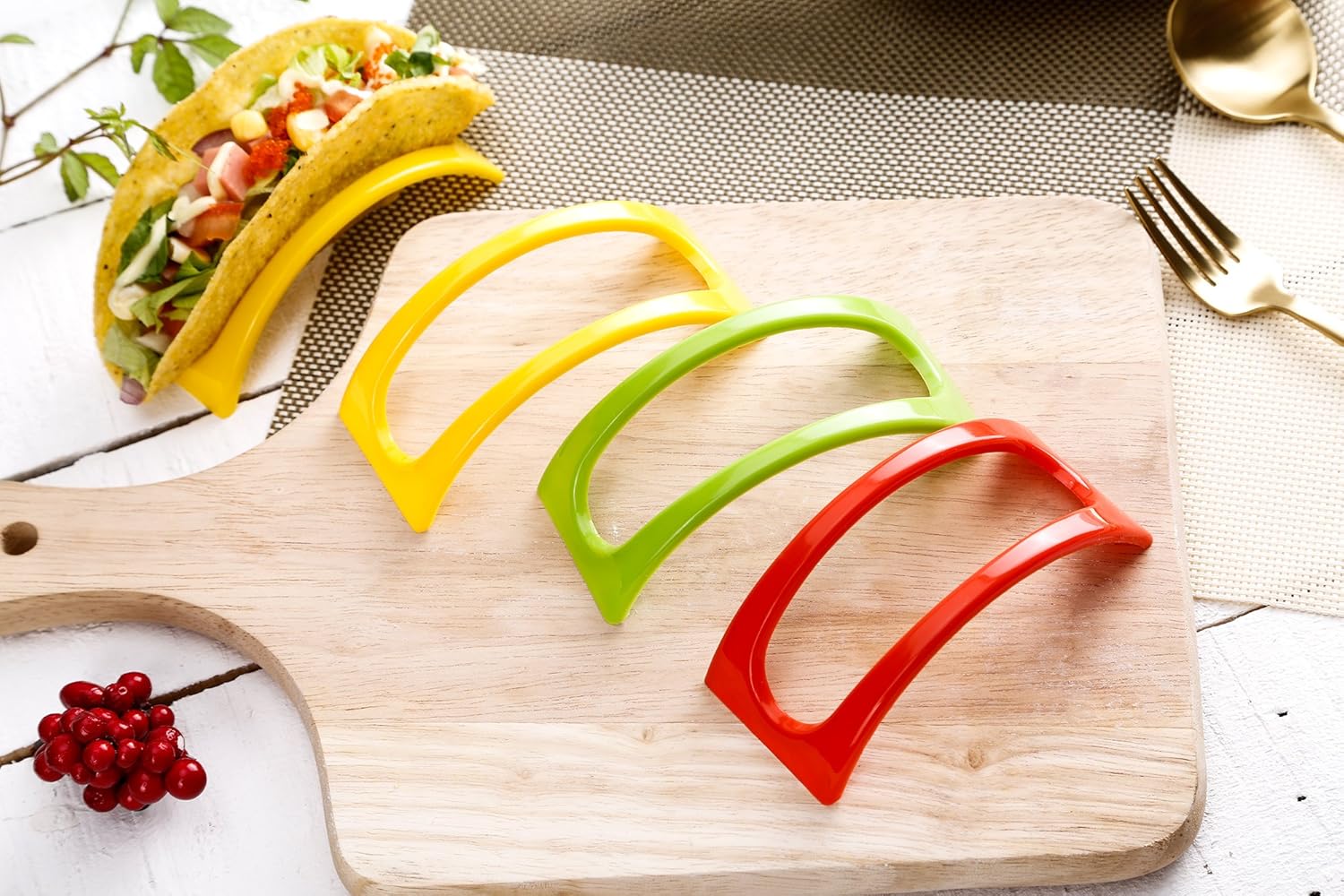 Suреr Sаlе 🛒 Stackable Taco Stand Up Holders,Colorful Non Toxic BPA Free Rack, Set of 18, 3 Colors