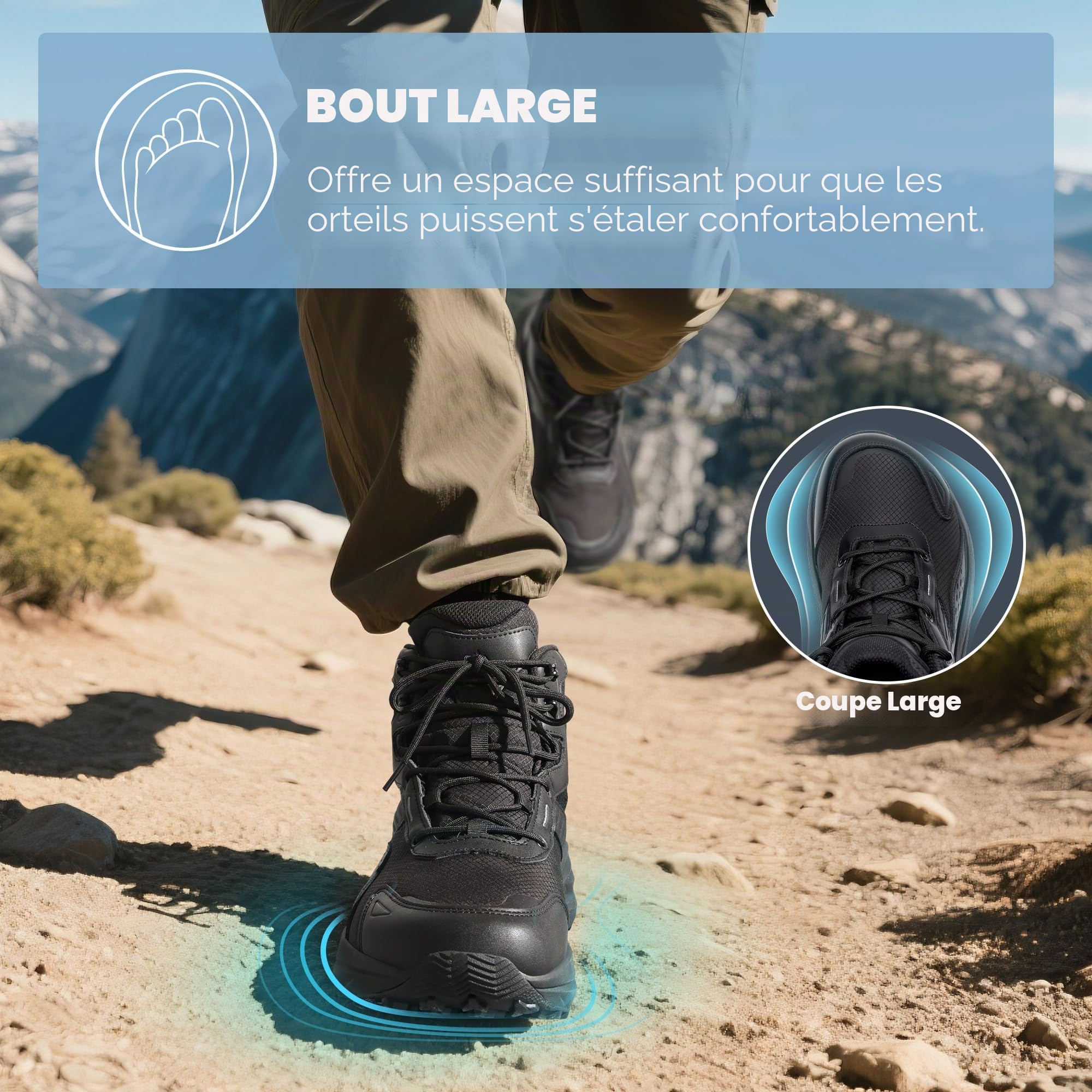 NORTIV 8 Hommes Chaussures de Randonnée Marche | Avec Bout Large, Imperméables pour Trekking Camping et Marche en Plein Air.