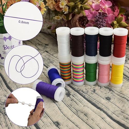 Miniatura 15 de TONIFUL Cuerda de satén de nailon rojo de 0.031 in x 70 yardas para hacer pulseras y joyas, collar de cordón de macramé a granel, hilo de cuentas