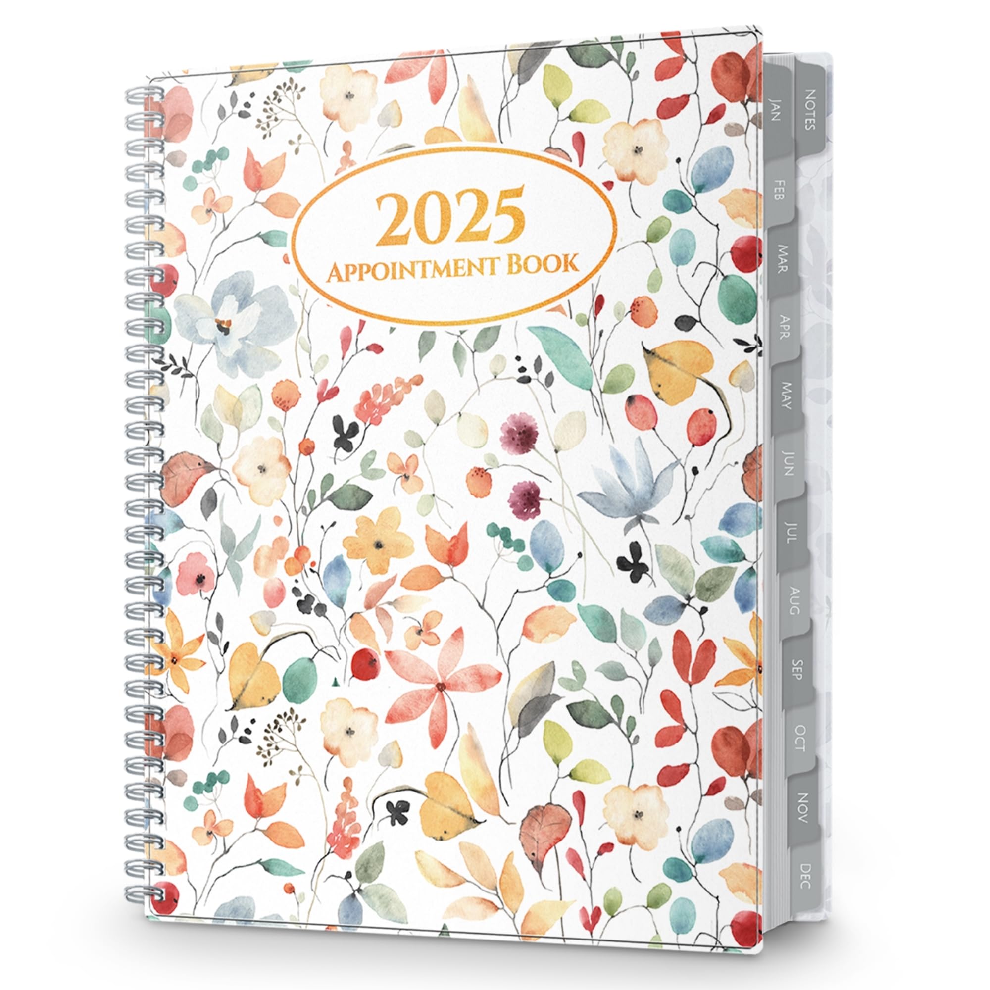 CRANBURY 2025 Appointment Book 8.5x11 (Wildflowers), Jan - Dec 2025, Large Schedule Calendar, 15 Min Intervals, Daily Weekly Planner with Monthly Tabs
