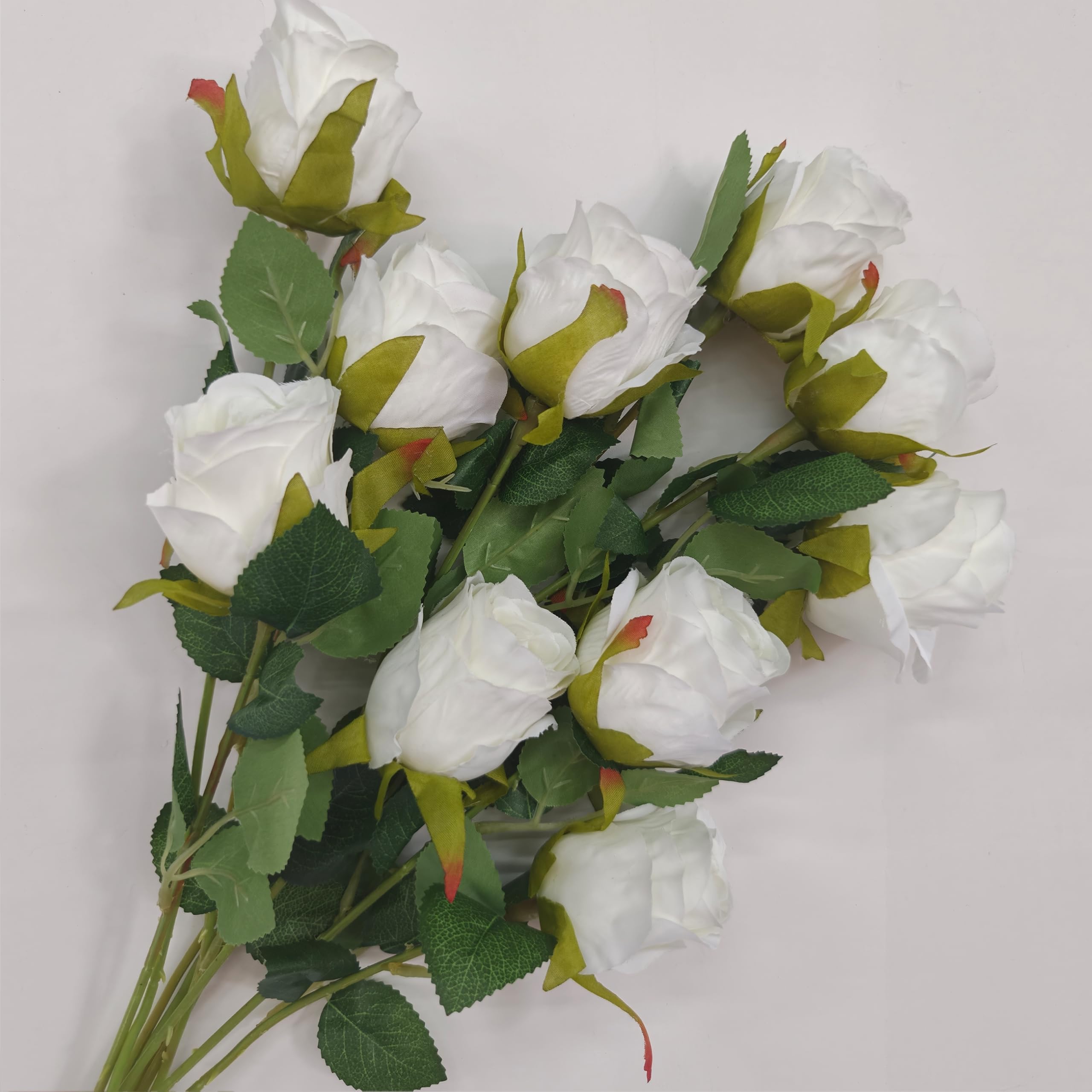 View 1 of HZYZZYQ Artificial White Roses - 10 Pcs Silk Flowers