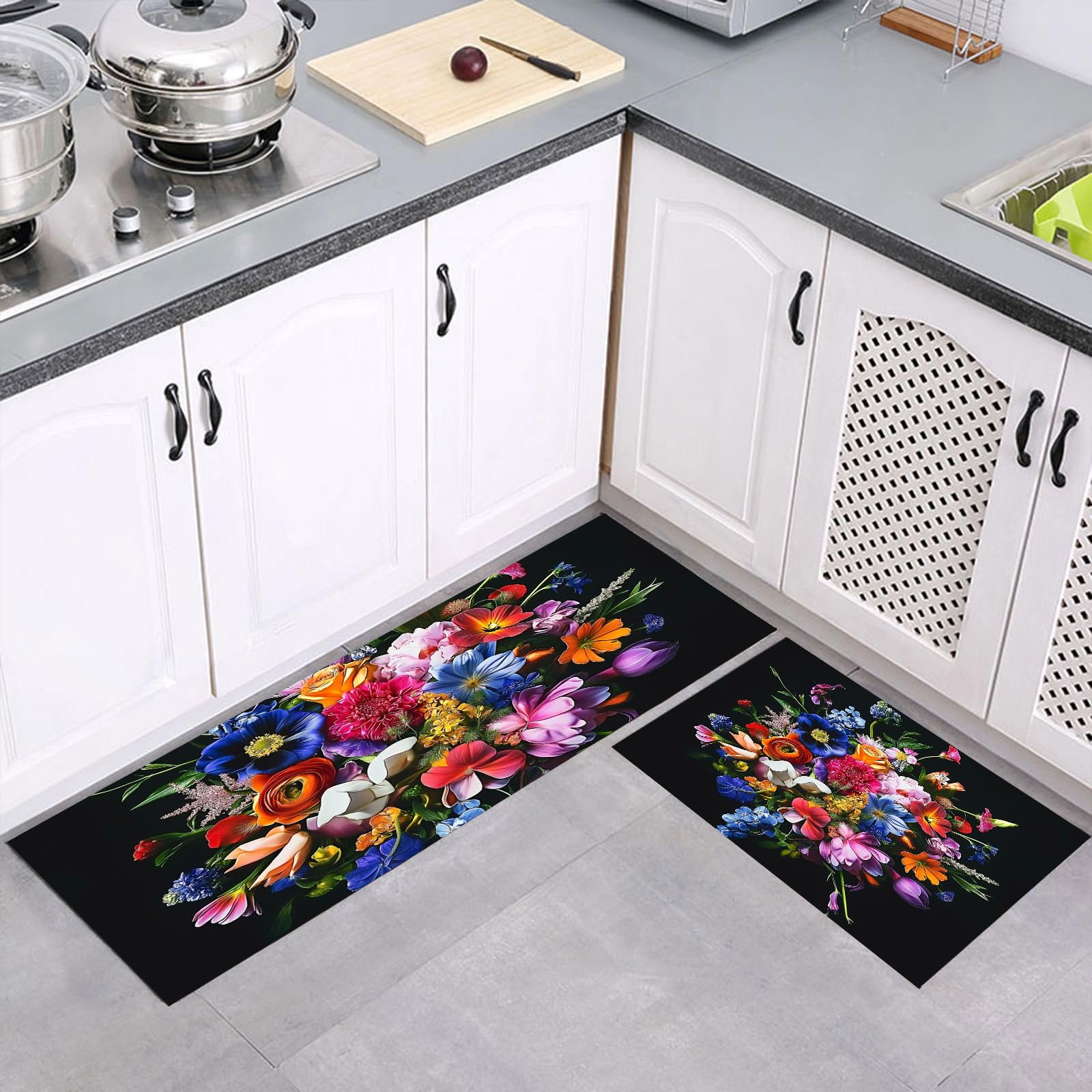 Alfombras antifatiga de cocina duraderas, felpudos lavables y antideslizantes