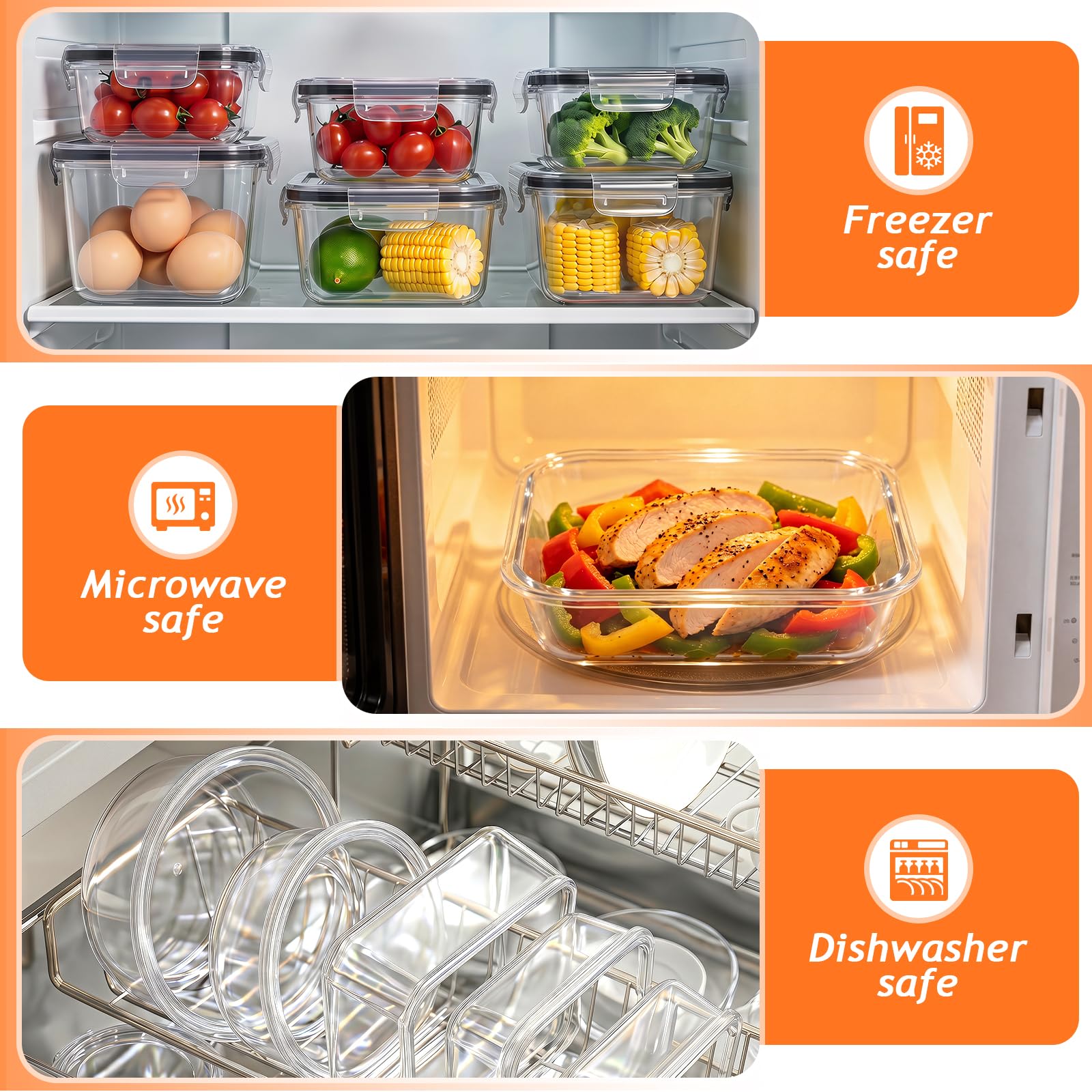 48 recipientes de almacenamiento de alimentos con tapas (24 recipientes y 24 tapas), recipientes de plástico reutilizables para almacenamiento y organización de cocina, recipiente de