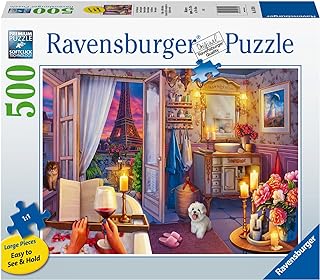 Cozy Bathroom Jigsaw Puzzle - 500 Piece Large Format | Adult Friendly | Unique Softclick Technology Vibrant & Glare-Free | FSC-Certified Sustainable Product