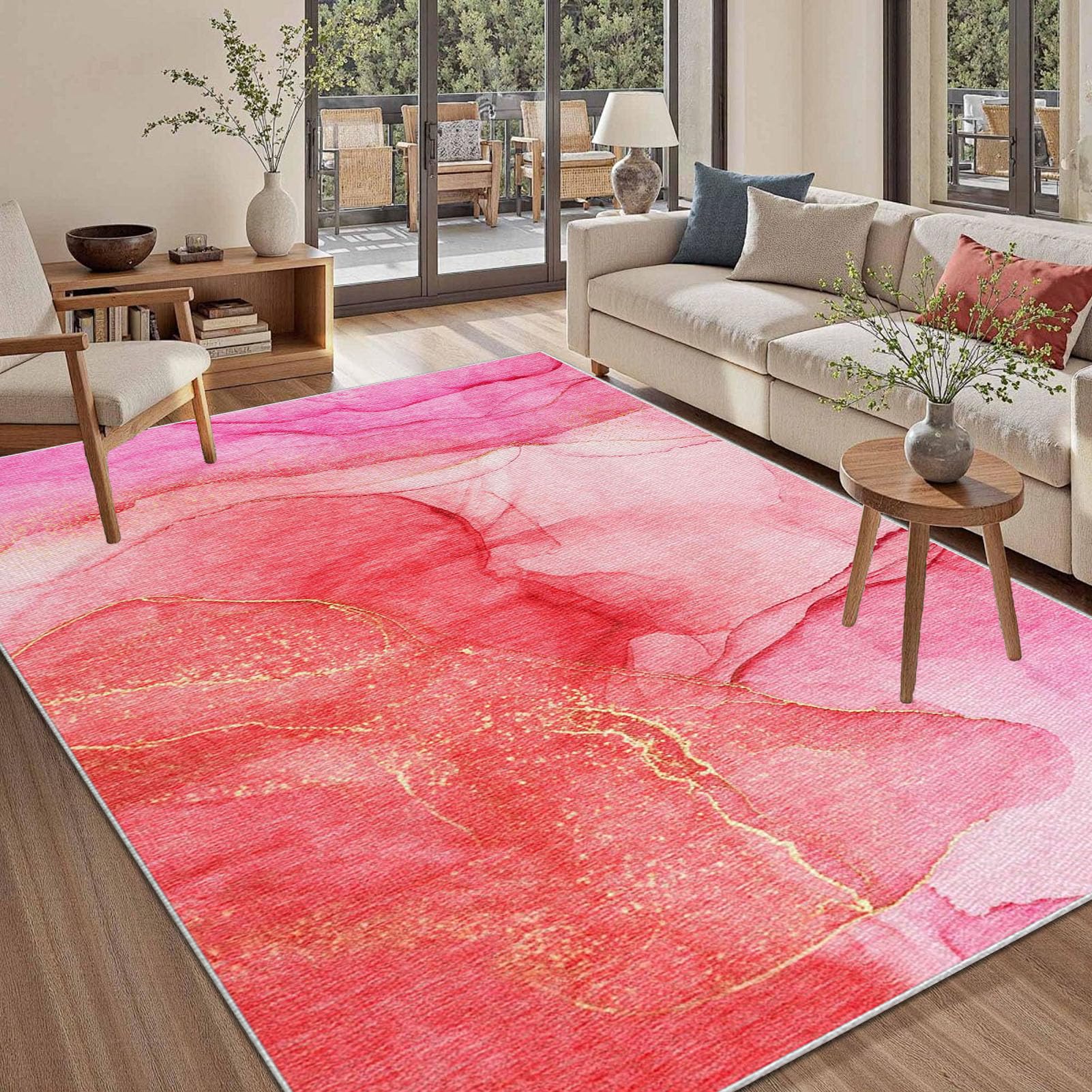 Dywan do salonu, nadaje się do prania, z krótkim włosiem, w stylu vintage, szary, 180 x 200 cm, duży, antypoślizgowy, do sypialni, biura, jadalni