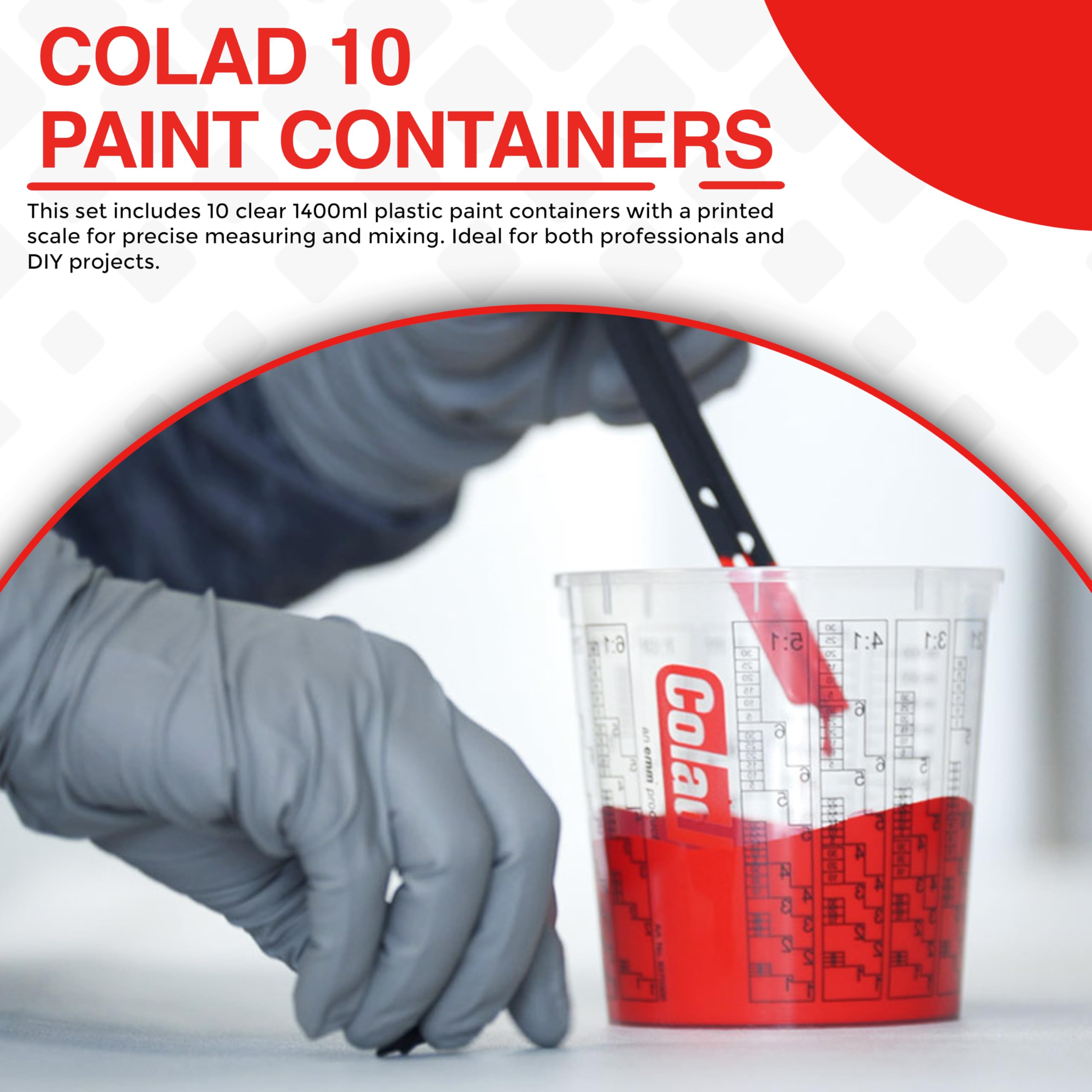Colad, 10 contenitori con scala graduata, per vernice, 1400 ml, senza coperchio
