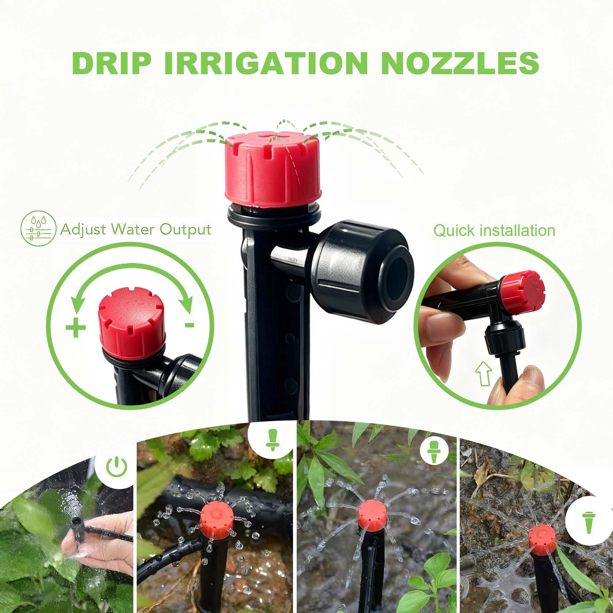 Kit de riego por goteo de conectores de cobre mejorado, sistema de riego automático de 15 + 78 pies, emisores y boquillas ajustables para jardín, invernadero, planta en maceta, césped, invernadero y