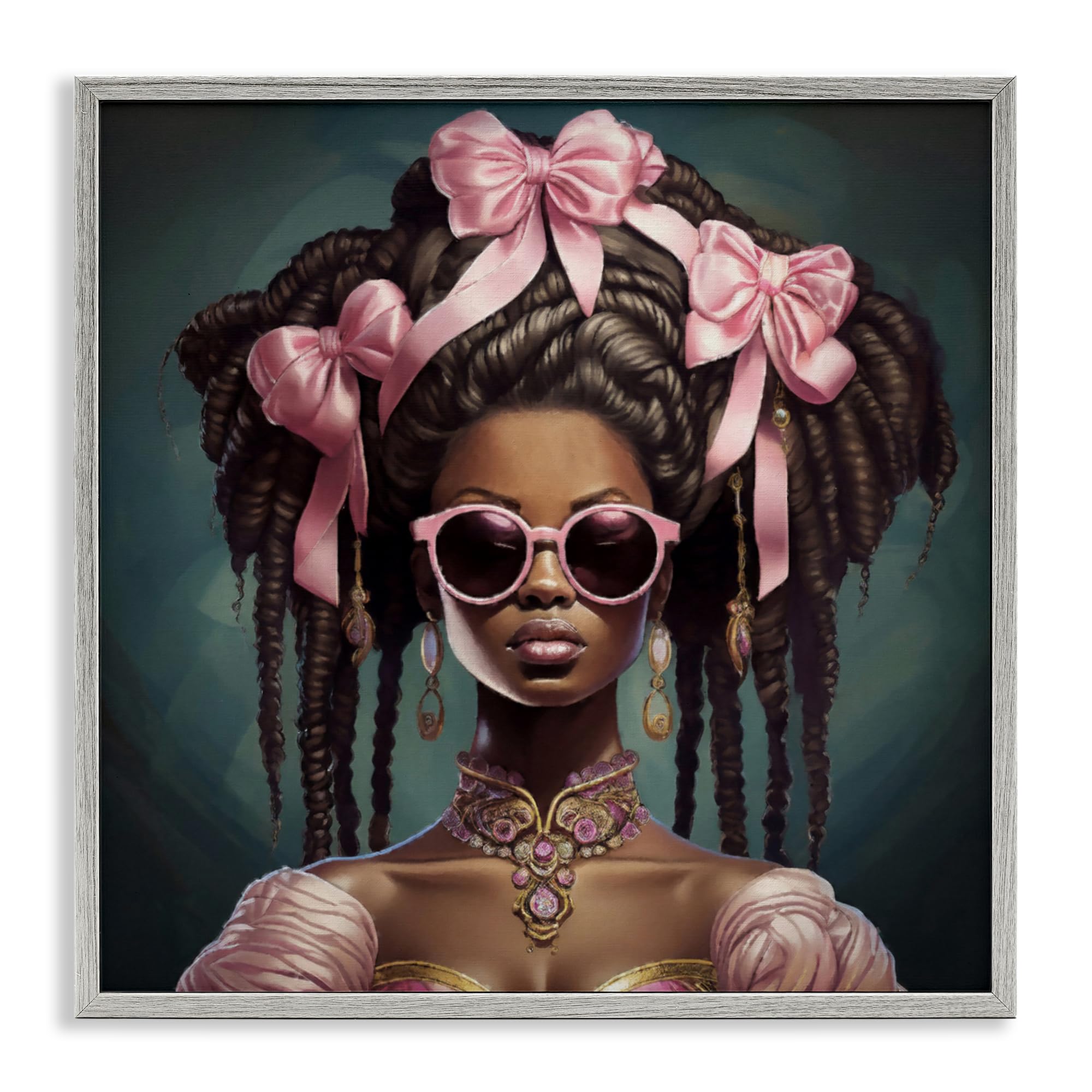 Rococo Woman with Bows Glam Portrait, 12 x 12 Inch Framed Giclée Print