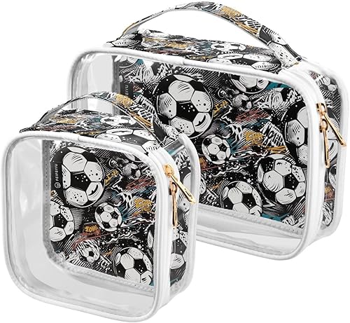 Miniatura 1 de Funny Soccer Clear Toiletry Bag for Traveling,2 Pack Makeup Cosmetic Bag with Zipper,Travel Bag for Toiletries,Travel Essentials 21214837