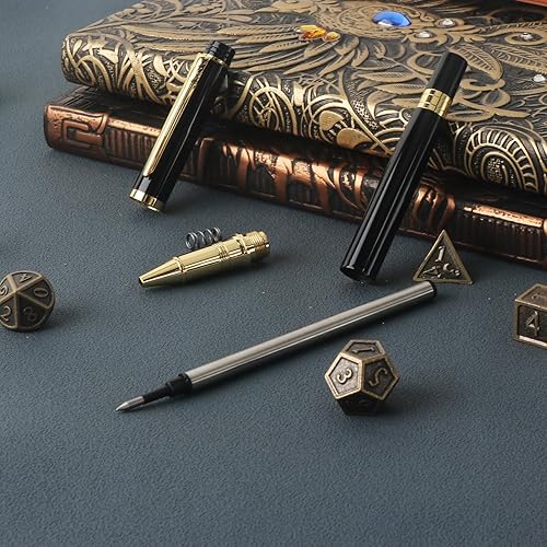 Miniatura 5 de FEIDIAO 2 cuadernos de cuero con relieve vintage, cuaderno DND, diario de viaje con 2 bolígrafos y 2 fundas para bolígrafos, diario A5 hecho a mano,