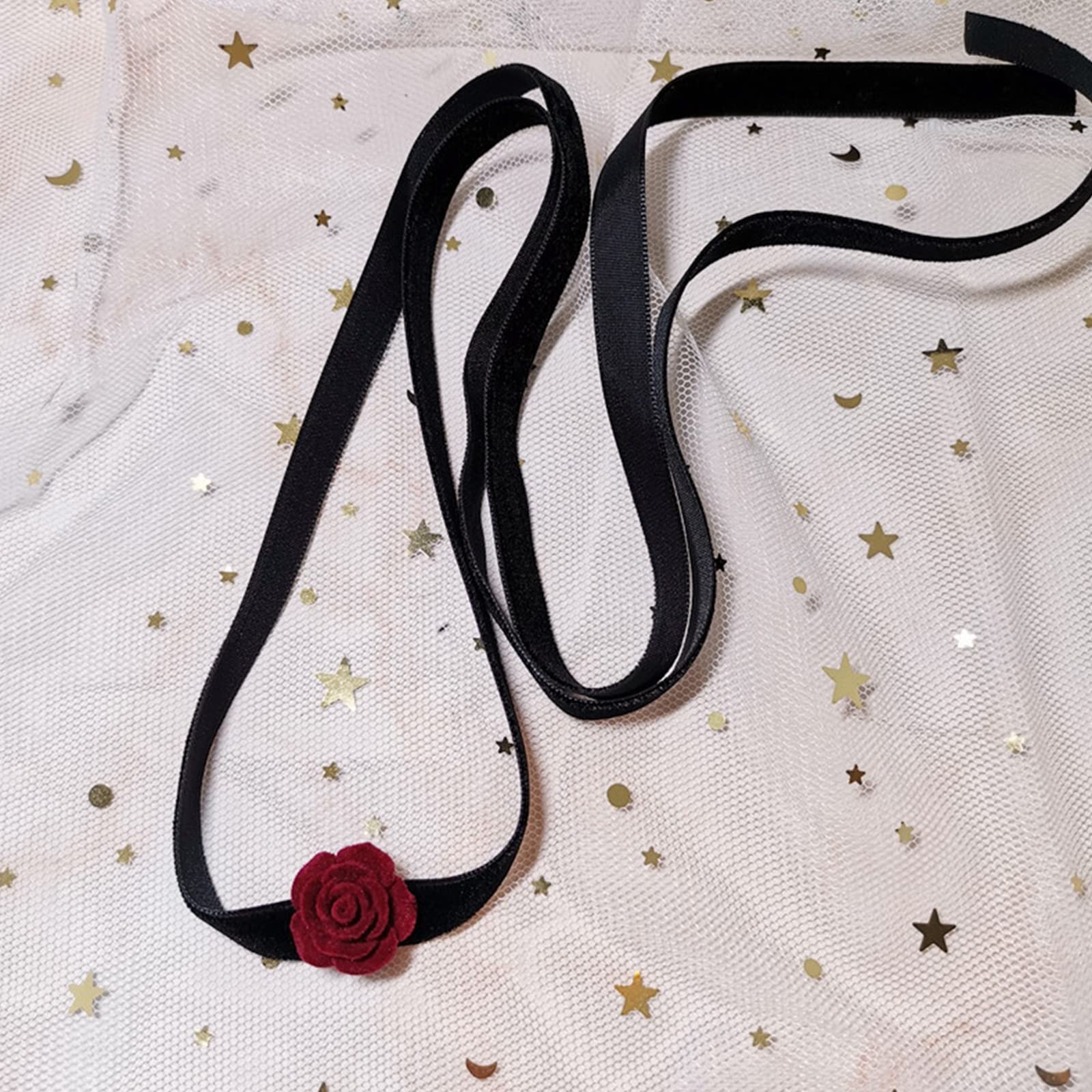 Collana Girocollo Floreale In Pizzo E Velluto | Camelia Nera | Boho Vintage | Gioiello Per Donne E Ragazze - 3