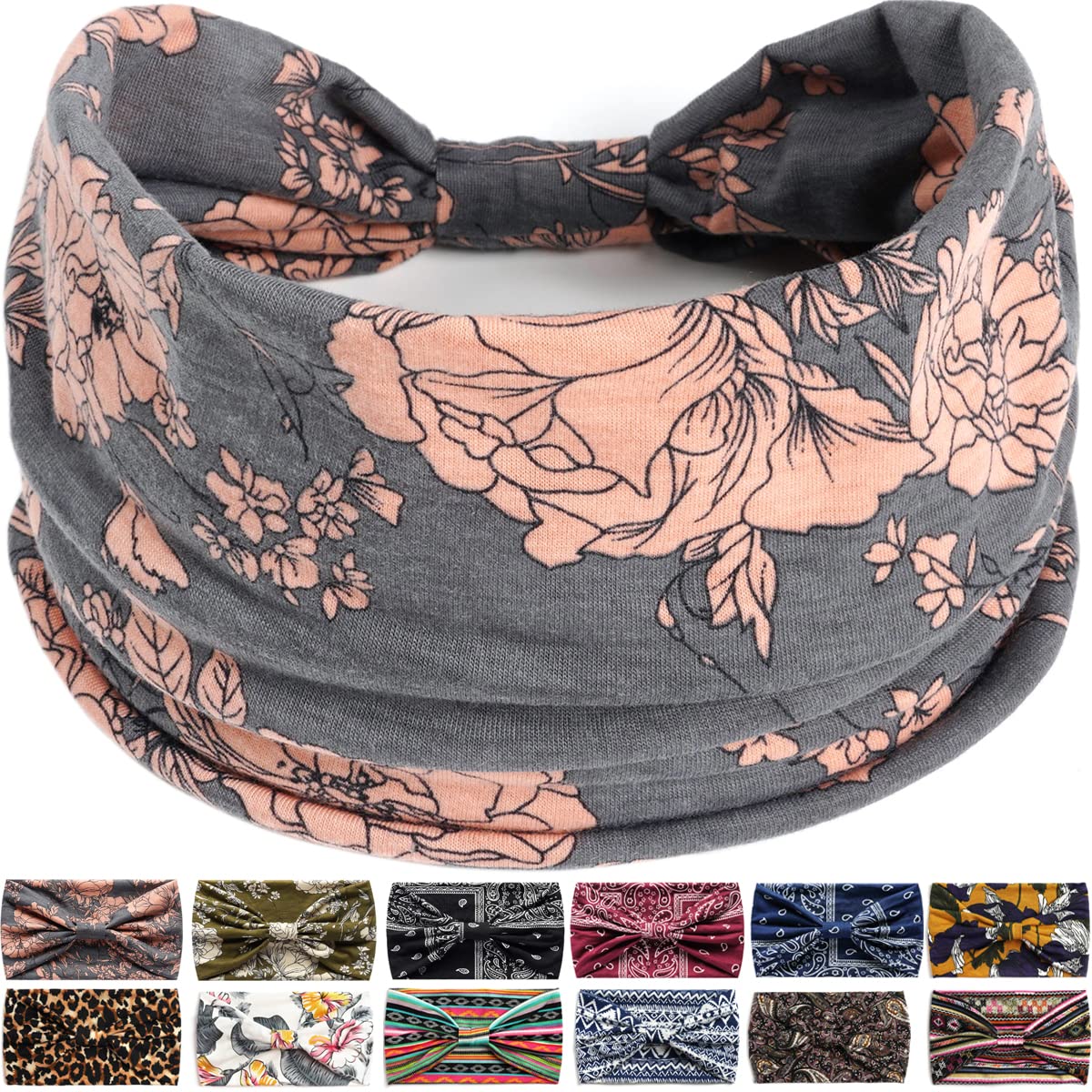 Headbands For Women's Hair, Boho Headband Elastic Soft Flower Wide Headbands for Women Yoga Sport Hairbands, Hair Accessories for Everyday Sport Fitness (Colour 11)