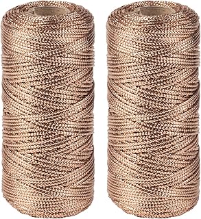 LAHONI 2 Rolls Metallic Bakers Twine, 220 Yards Decorative Wrapping Twine String for Gifts Wrapping, Christmas DIY Crafting Presents (Rose Gold)