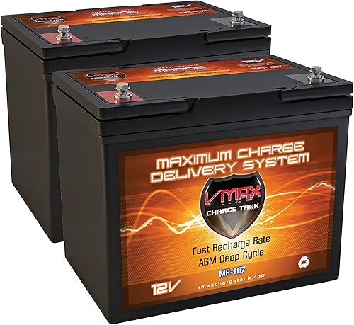 QTY2 VMAX MR107-85 12V 85AH AGM Deep Cycle Group 24 Baterías para Minn Kota Powerdrive V2 70PD 24v 70lb Trolling Motor