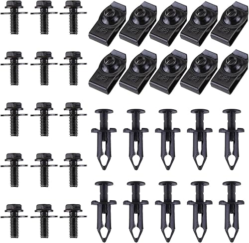 Miniatura 2 de 35 piezas de pernos de cuerpo de parachoques de protección contra salpicaduras de motor, cierre de clip de tuerca en U, compatible con Infiniti G35