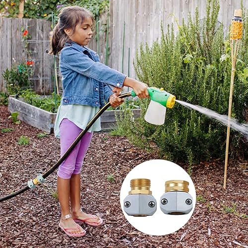 Miniatura 4 de AINEED Kit de reparación de manguera de jardín, accesorios de conector rápido, conectores de manguera de zinc y aluminio, acoplamiento hembra y