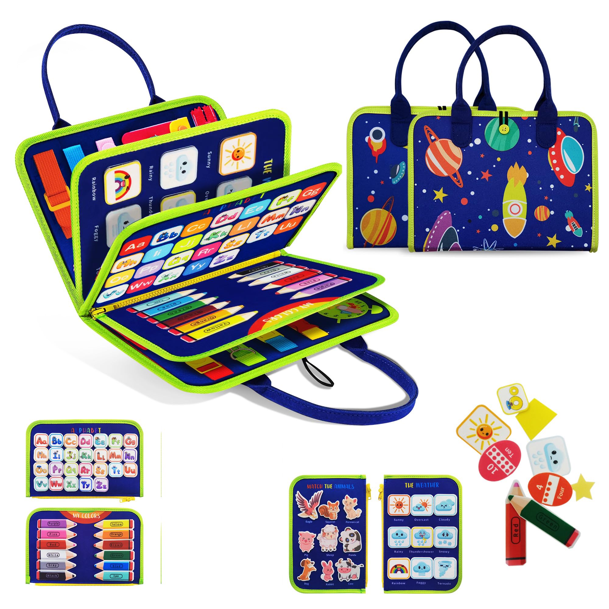 TenFans Busy Board Montessori Toys for 1 2 3 4 5 Year Old Boys & Girls Learning Basic Dress Skills, Sensory Toys Gifts for Preschool Toddlers Activities Educational Travel Toys