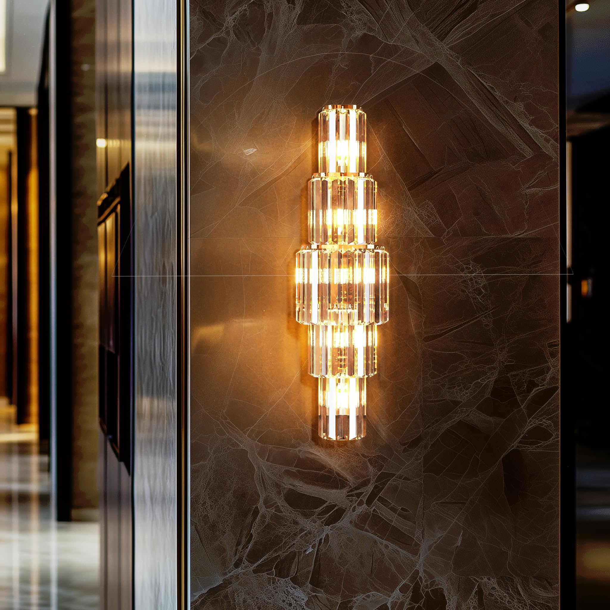 Vrygle Crystal Wall Light Luxury:5-Layer LED Lighted Wall Lamp Modern Decorative Wall Sconce with Bulbs for Porch, Hallway, Bar, Restaurants, Patio, Home Decor โ image 1