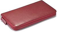 Vista 4 de HISCOW Funda para chequera con cremallera y tarjetero con divisor - Piel de becerro italiana, Rojo vino, Classic