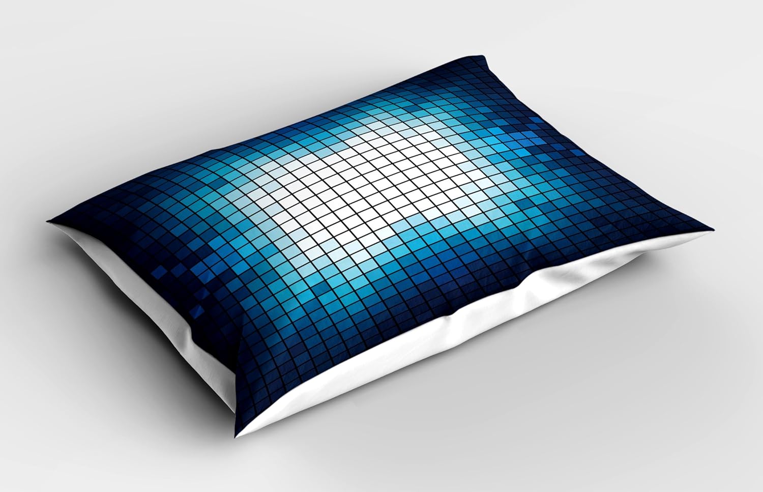 Ambesonne Blue Pillow Sham, Ombre Elements Digital Image in Pixels Geometric Futuristic Design, Decorative Standard King Size Printed Pillowcase, 36" X 20", Turquoise Blue 36" X 20" Turquoise Blue