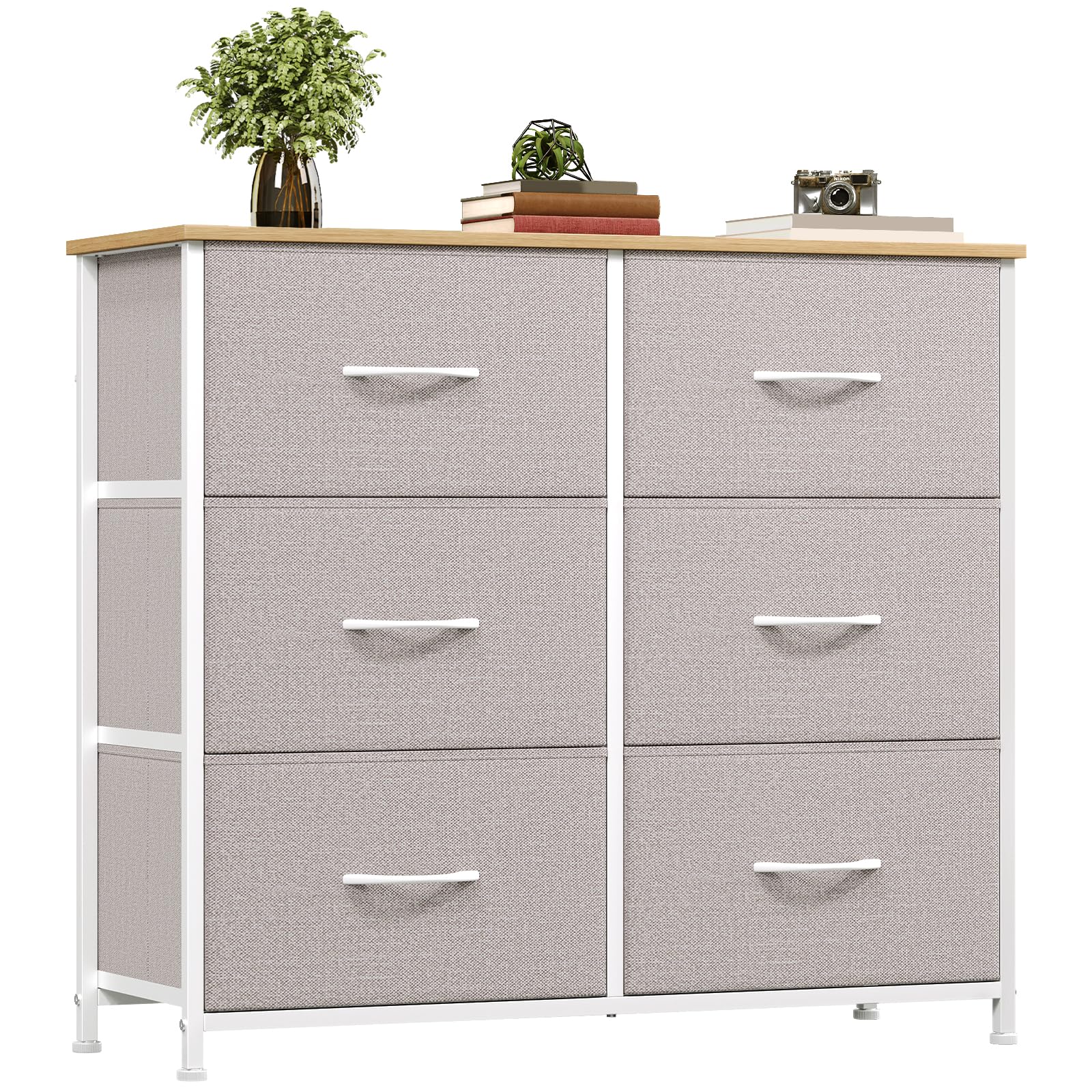 Somdot Chest of Drawers for Bedroom with 6 Drawers, Wide Storage Organizer Fabric Dresser for Closet Nursery Bedside Living Room Laundry Entryway Hallway, Ash Grey — image 1