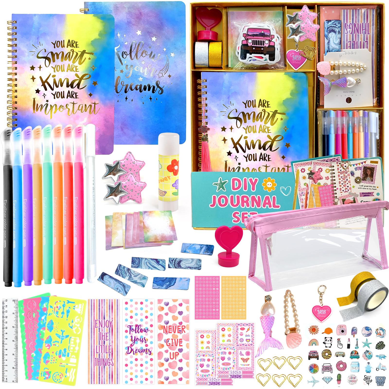 DIY Journal Kit for Girls - 150+ Pcs Scrapbook & Scrapbook Supplies Set, Toys for Tween & Teen Girls Ages 8 9 10 11 12 13 14 - Gift for Birthdays, Christmas Holidays, and Craft Lovers