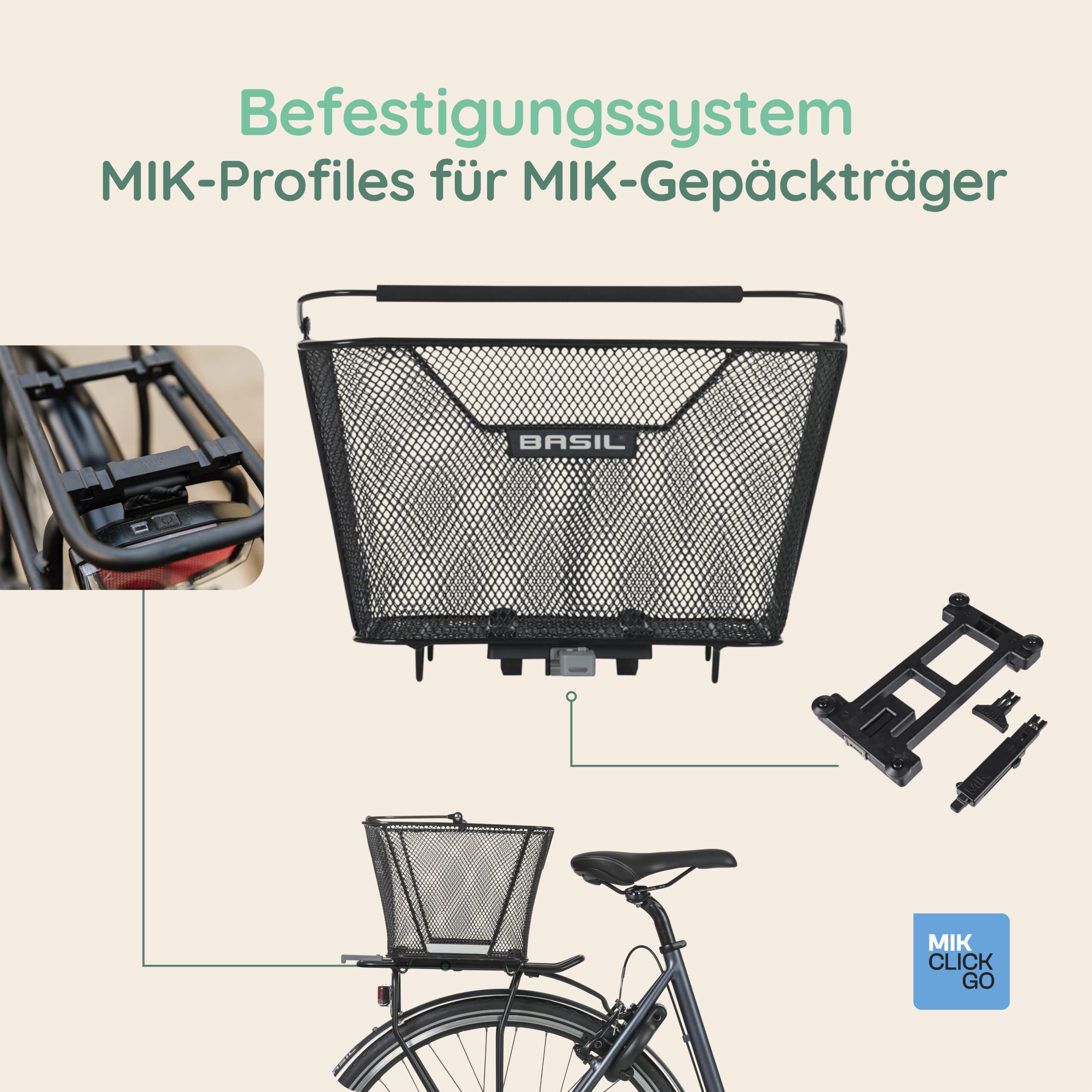 Basil Lesto Fahrradkorb hinten - MIK inkl. - Abschließbar - Schwarz