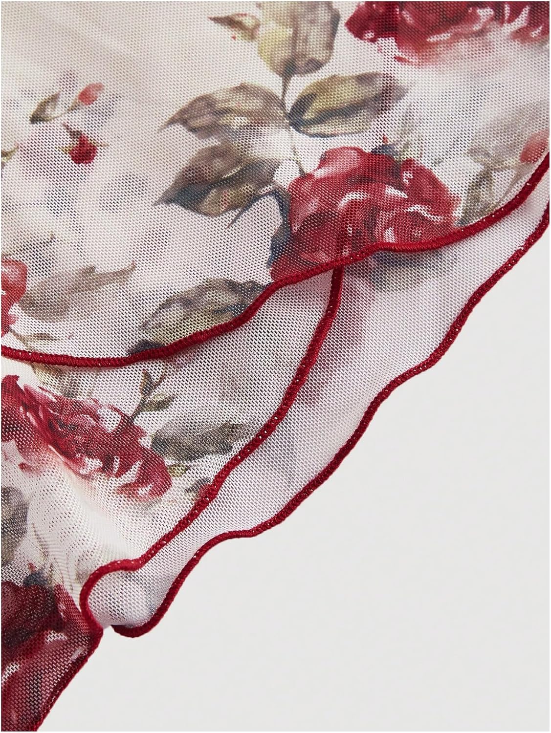 WDIRARA Women's Plus Size Floral Print Mesh Crop Top Asymmetrical Tank Tops - Image 4