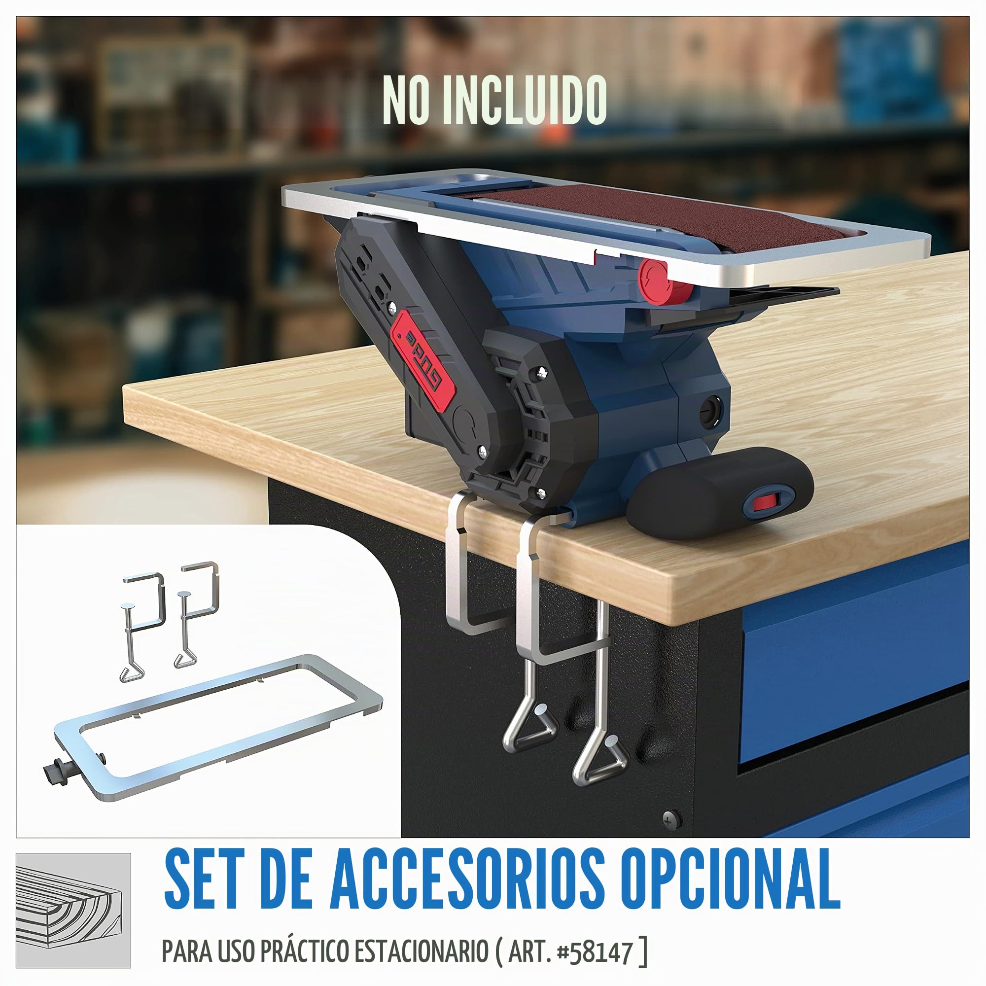 Güde 58146 BS 76 – 900 S – Lijadora de banda (230 V, 76 x 160 mm de lijado, sistema de cambio rápido de cinta, ajustable lenkrollen, 2 x Banco de lijado K80)