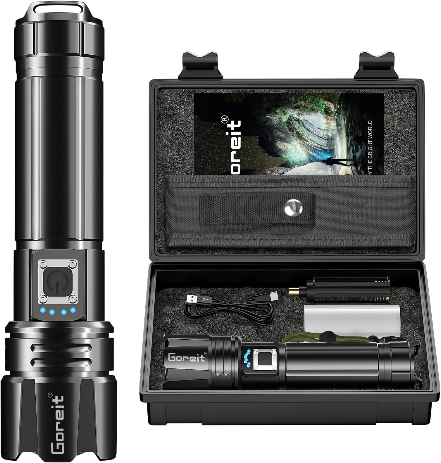 Super Bright LED Flashlight - 30W Output for 50000 Lumens & 3937ft Beam, USB-C Rechargeable with 12H Runtime, IP67 Waterproof Powerful Handheld Linternas for Home, Camping, Hiking, Emergency