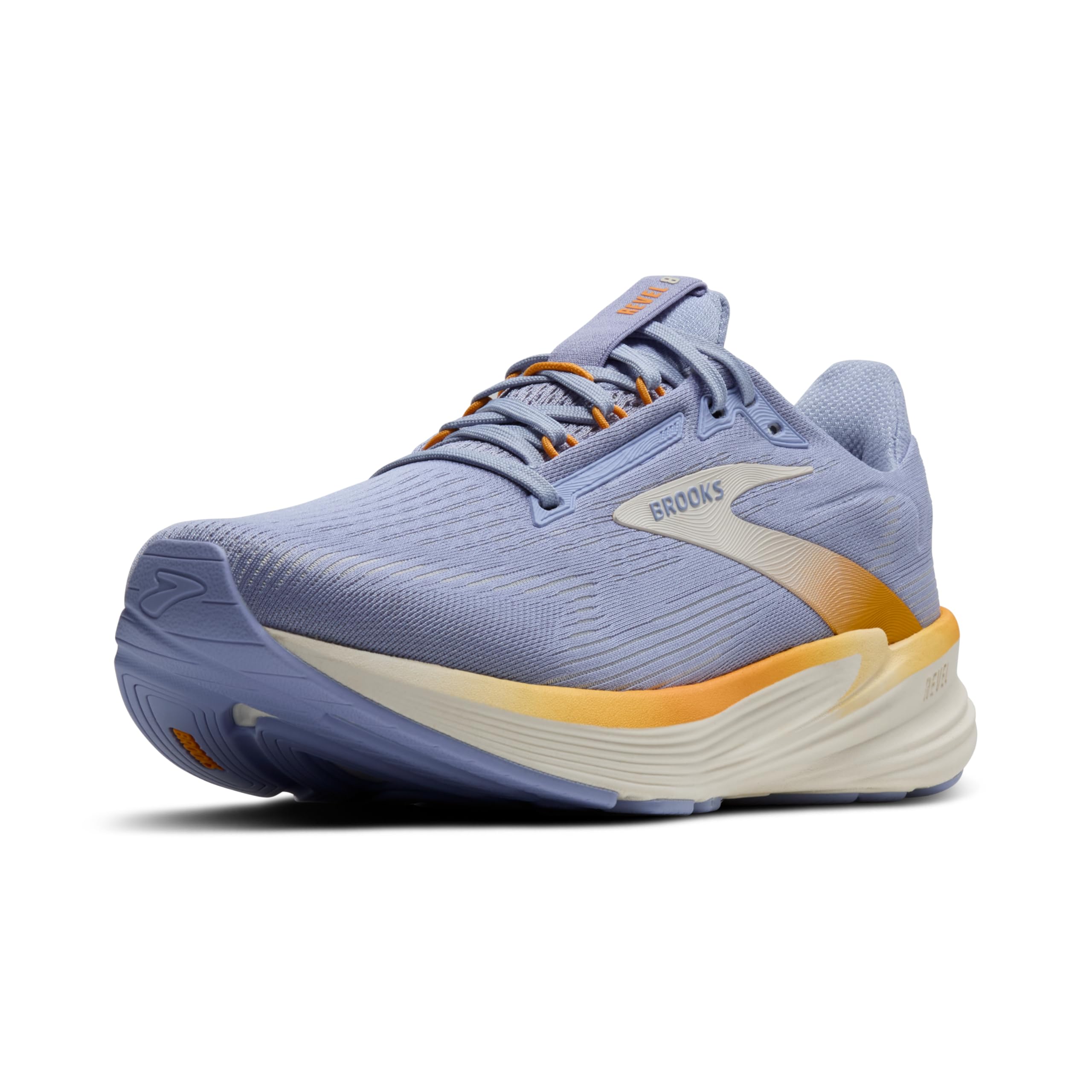 BROOKS Womens Revel 8 Sneaker, Blue Heron Orange Coconut, 5.5 UK