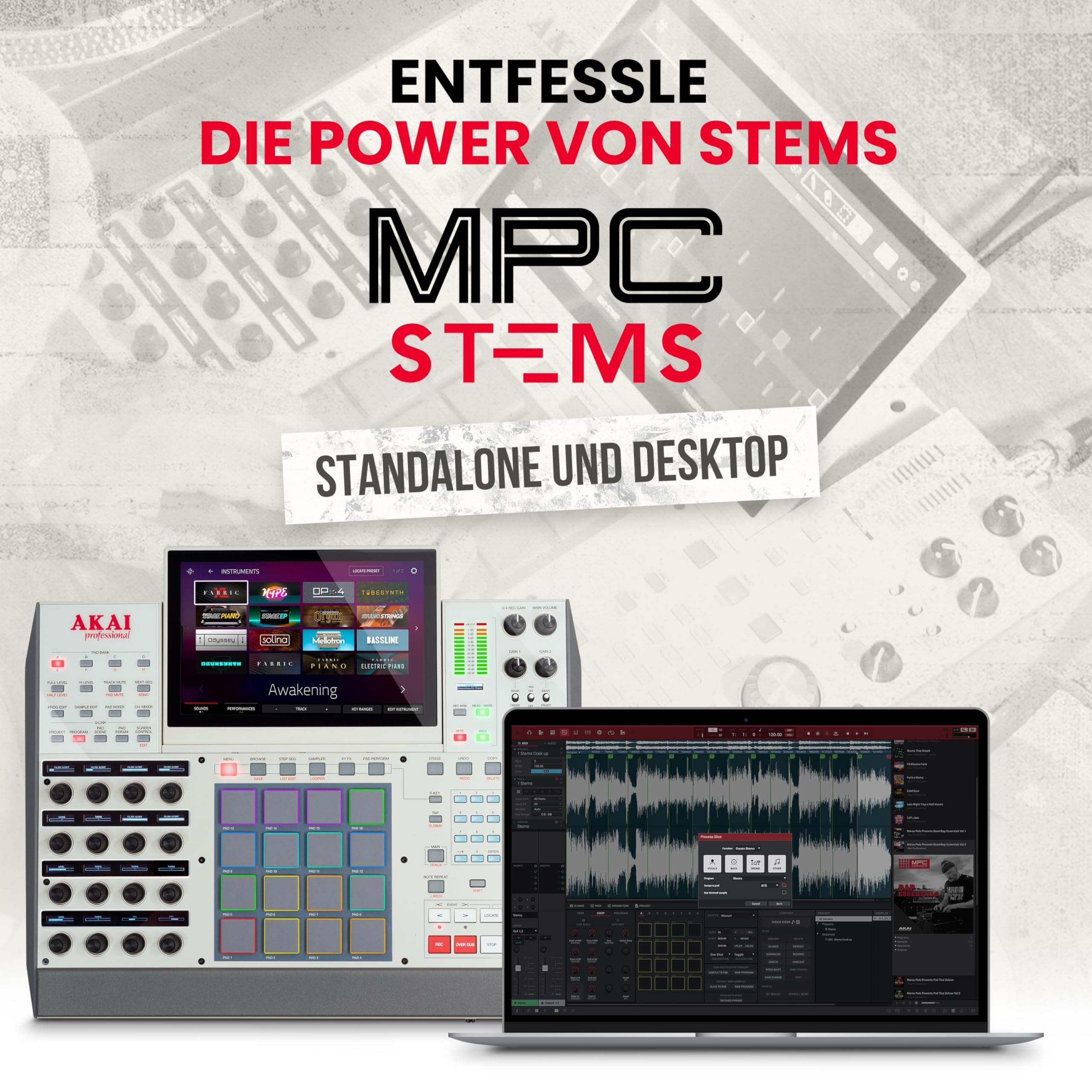 Akai Professional MPC X SE - Eigenständige Produktions-Workstation und Beatmaker mit 10,1" Multi-Touch-Bildschirm, Drum-Pads, Synth-Engines, 48GB Speicherplatz und Native Instruments Integration