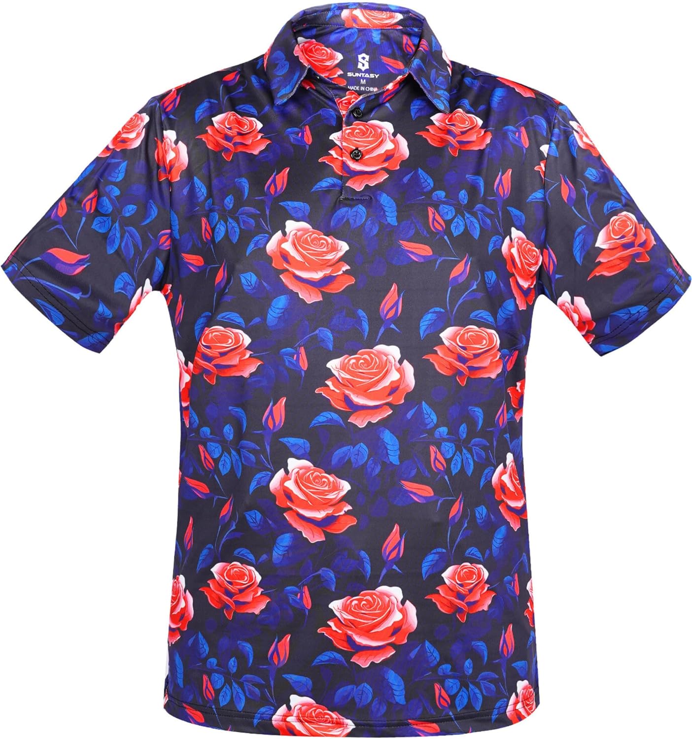 Fun Golf Shirts for Men- Men’s Performance Dry-Fit Golf Polo – UPF 50+ Sun Protection Funny Hawaiian Print Short Sleeve Shirt