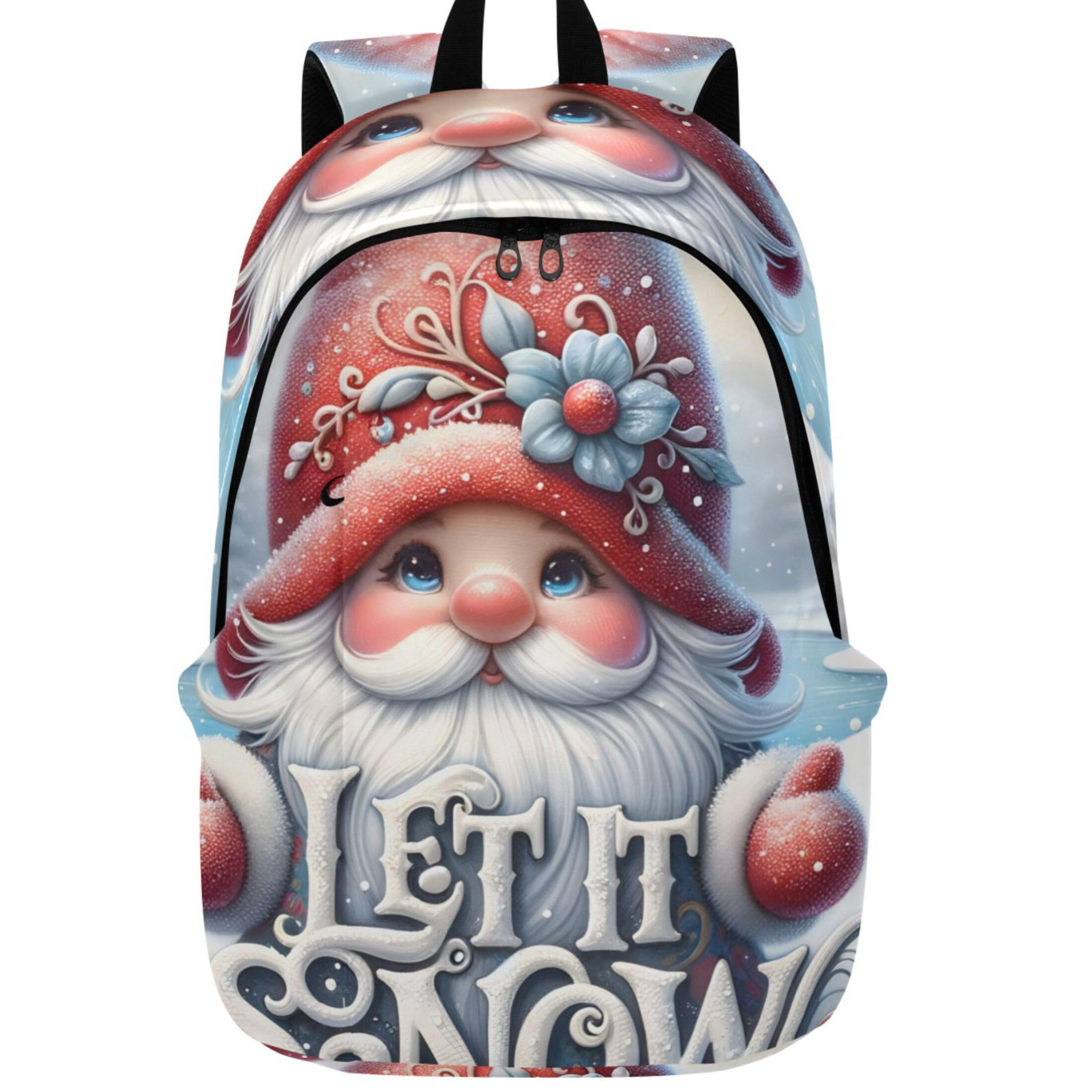 Joisal Shoulder Casual Womens Daypack Cute Backpack Custom Winter Cute Gnome Let it Snow Back to School Bookbag