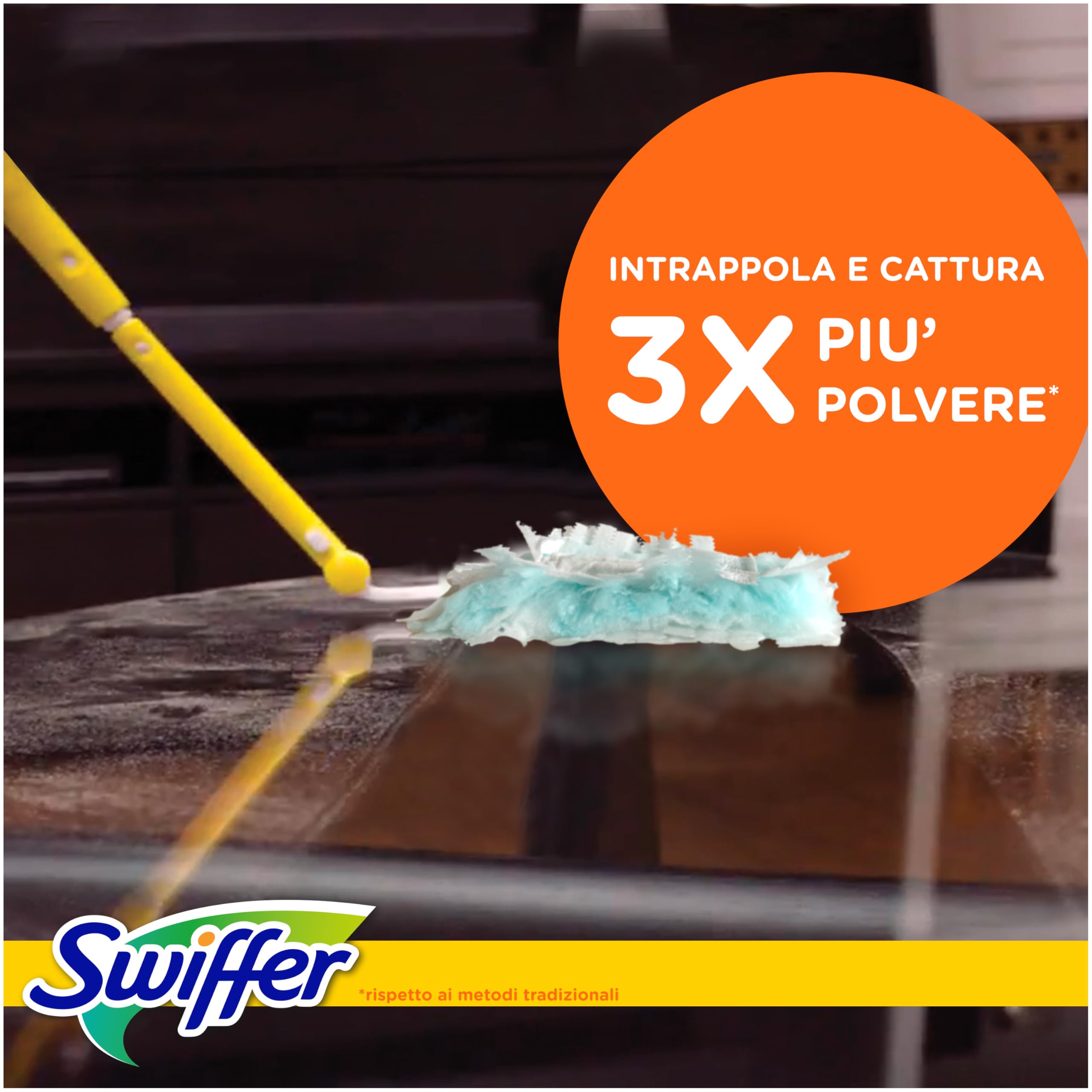 Swiffer Duster Piumini Cattura Polvere, 1 Manico XXL e 2 Piumini, Cattura e Intrappola Polvere e Sporco, Raggiunge I Punti più Difficili della Casa, Maxi Formato