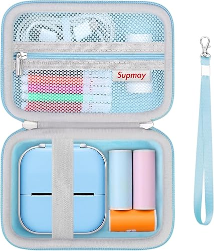 Supmay Estuche rígido de viaje para impresora T02 Mini impresora adhesiva, mini impresora de etiquetas adhesivas inalámbricas, estuche de protección