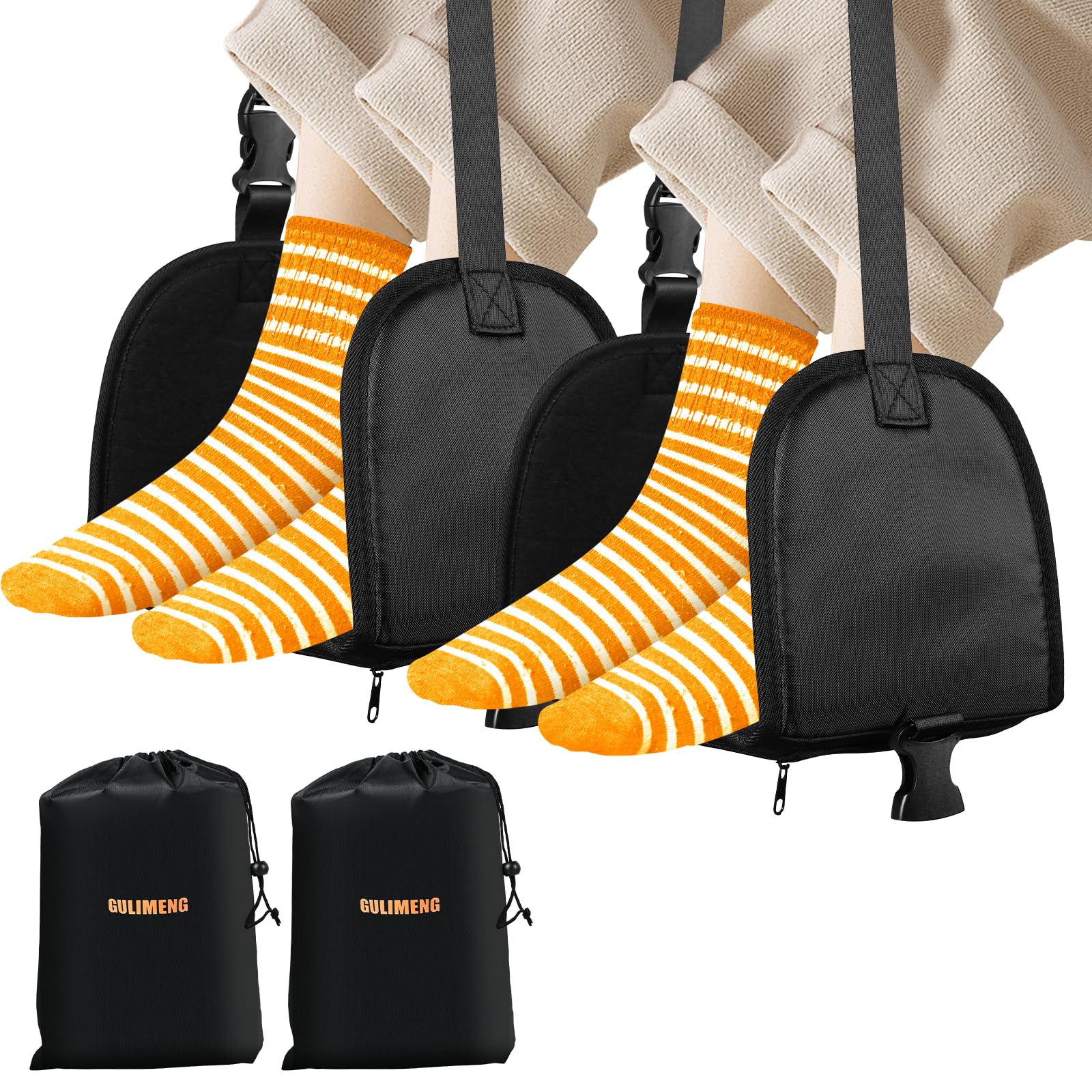 Airplane Foot Rest with Memory Foam - 2 in 1 Portable Foot Hammock for Plane Travel with Support, Comfortable Foot Sling for Airplane Travel Essentials to Relax Your Feet（2 Packs）