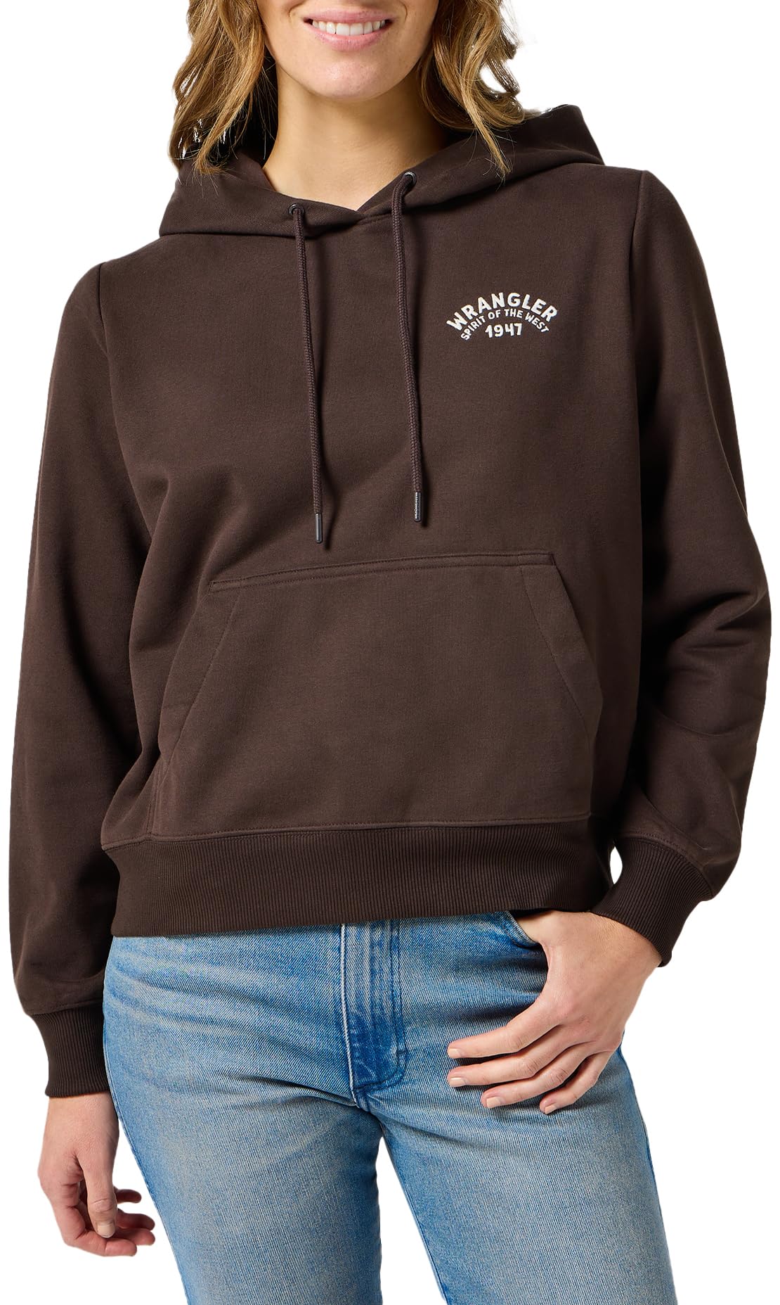 Wrangler Regular Hoodie Hooded Sweatshirt for Women, Mole, XL