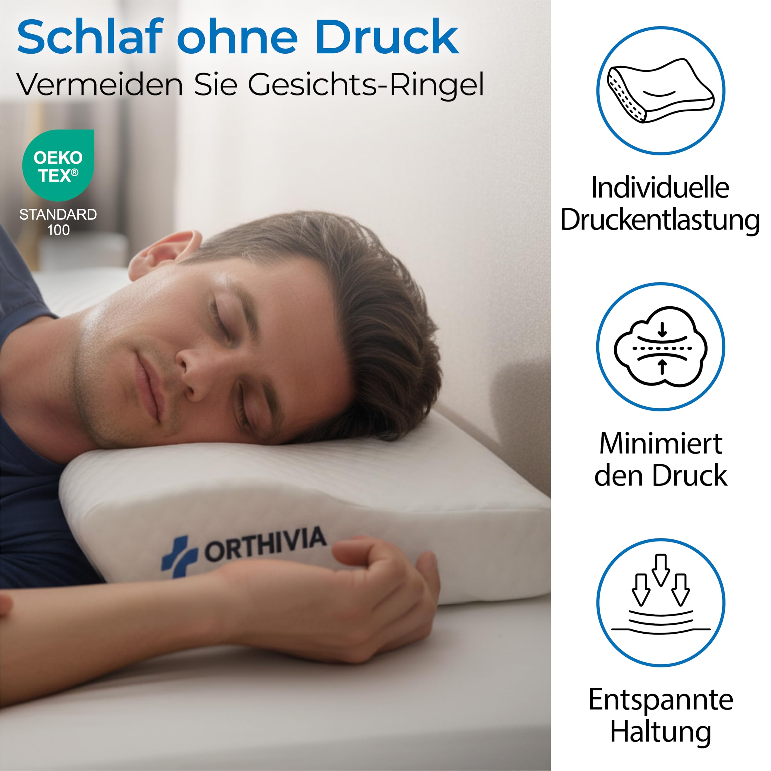 Seitenschläferkissen Nackenkissen - Memory Foam Kissen Ergonomisches Nackenkissen Kopfkissen | Nackenstützkissen für Seitenschläfer | Memory Foam Kissen Seitenschläfer