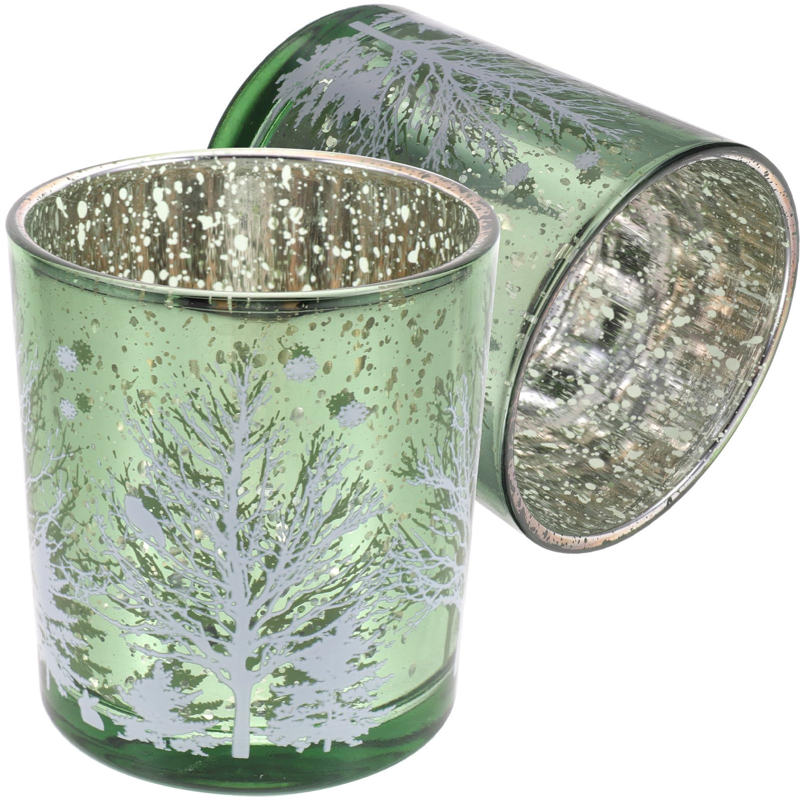 TOYANDONA 6 Piezas Portavelas de Cristal Navideño Árbol de Navidad Verde